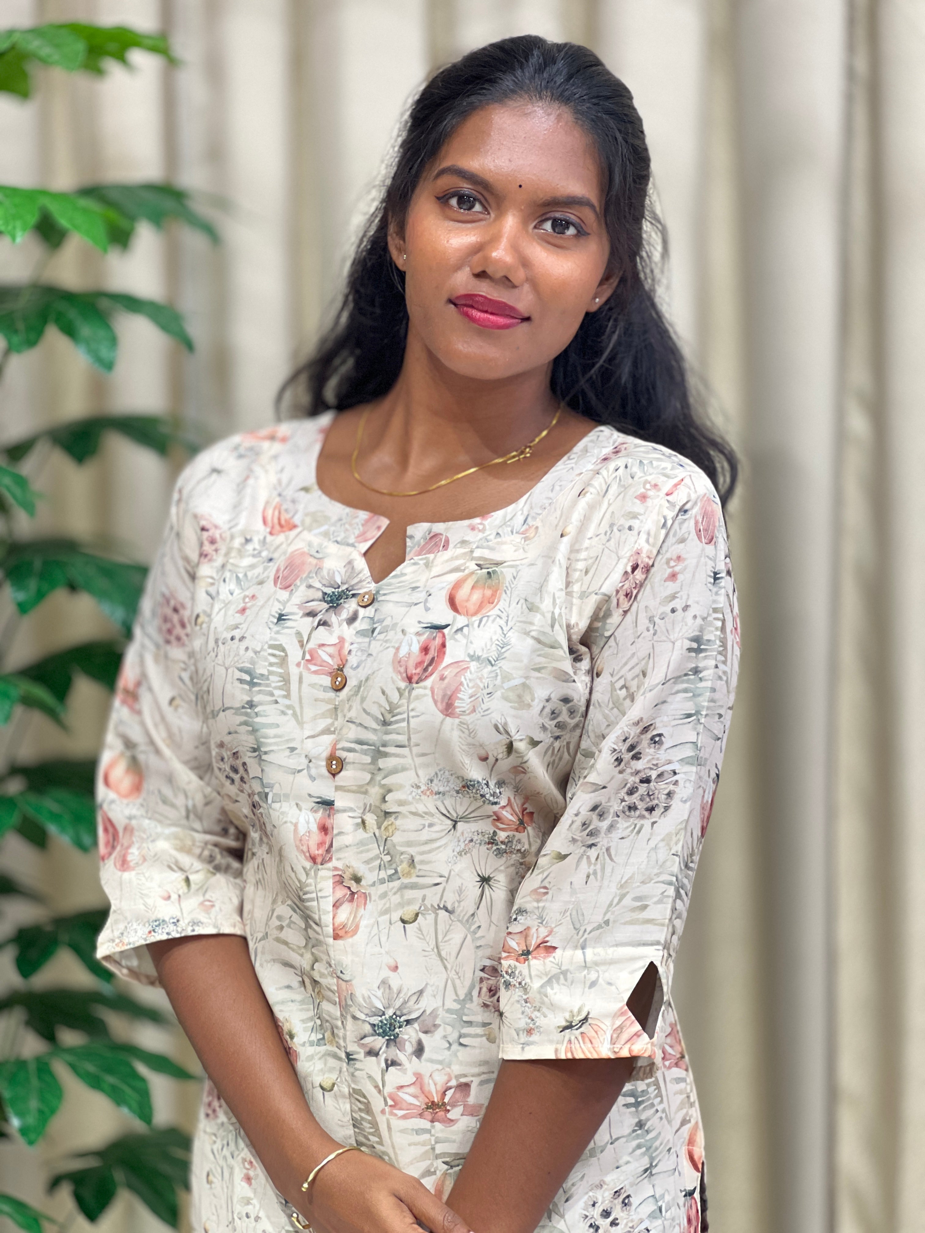 Floral Printed Muslin Finish Kurta | RMLA281