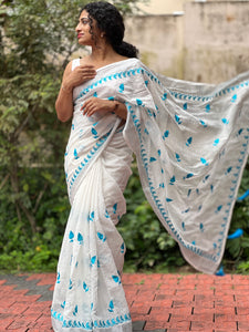 Leaf Pattern Linen Saree | RP363