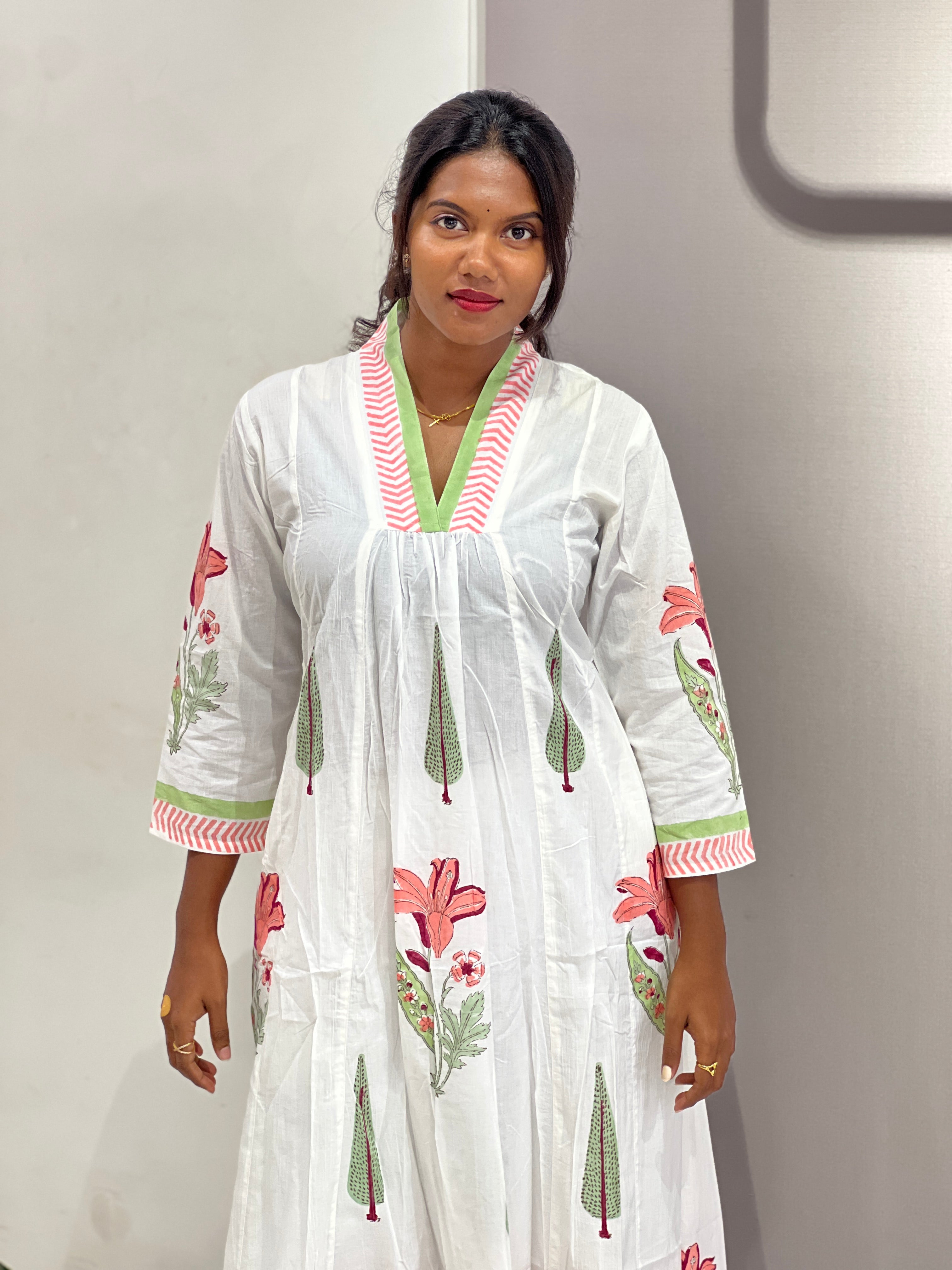 Block Printed Cotton Kurta Set | OMF108