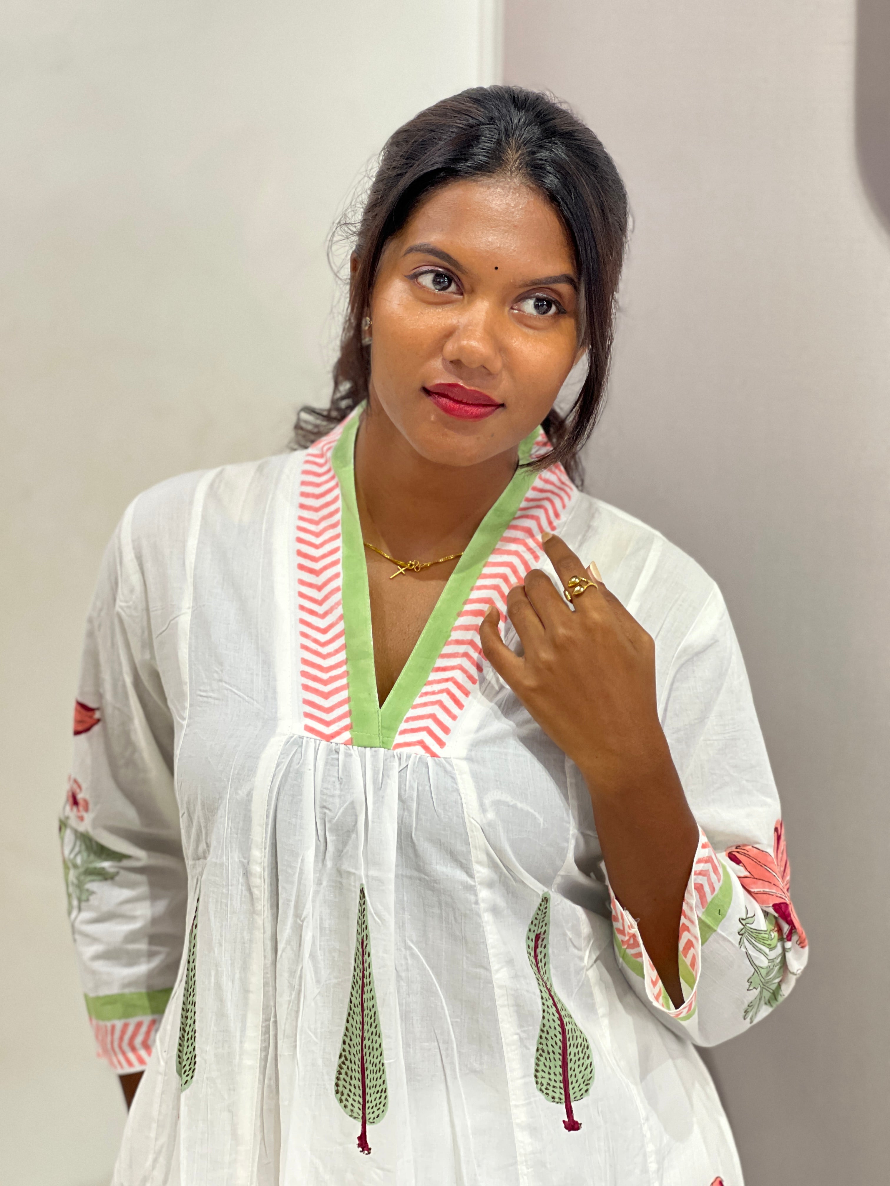 Block Printed Cotton Kurta Set | OMF108