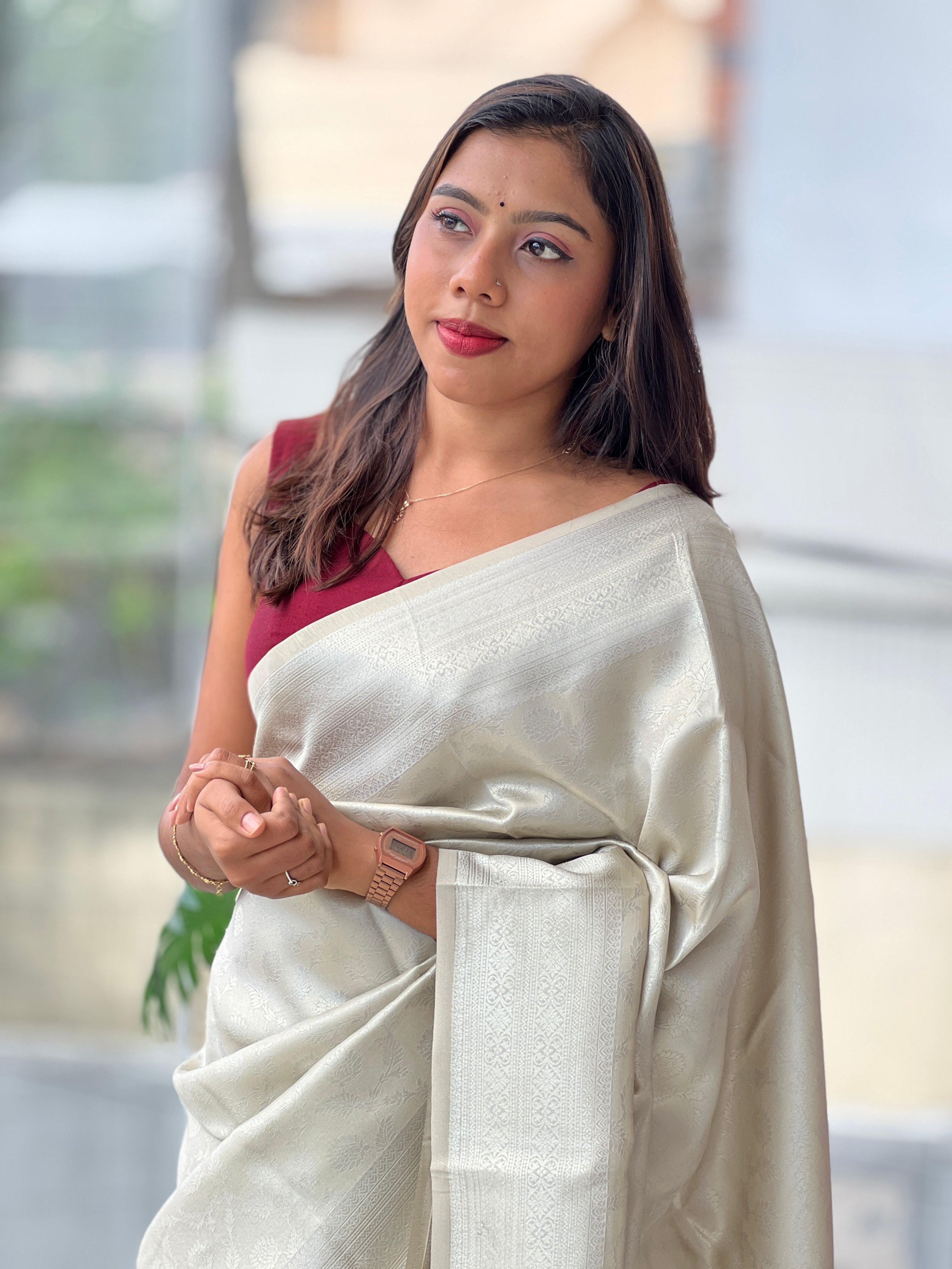 Traditional Floral Patterned Semi Silk Saree | KAC247