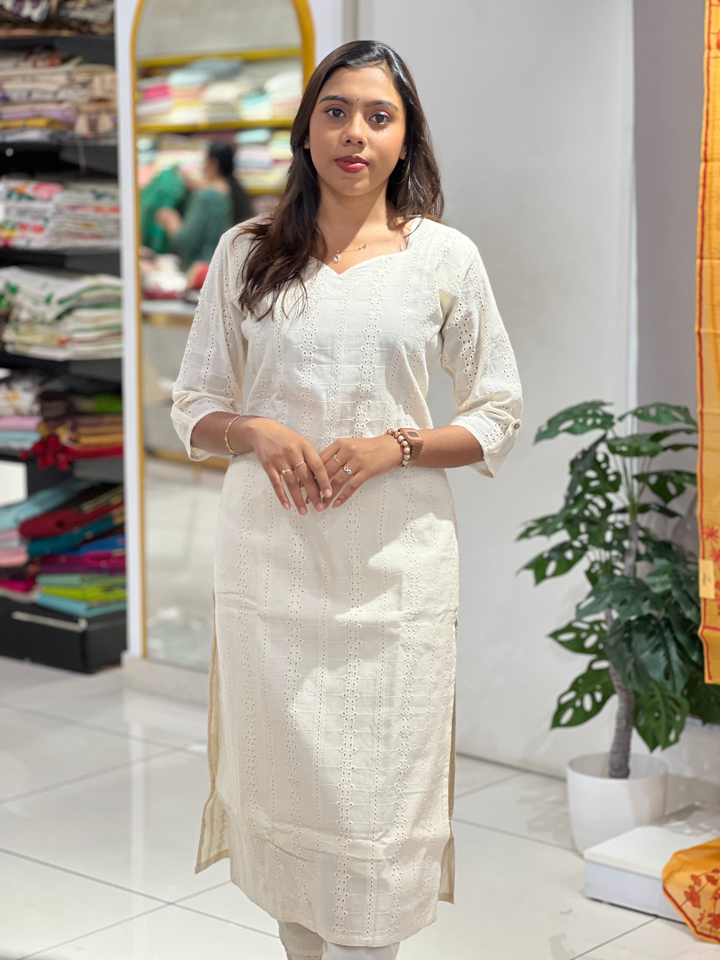 Hakoba Patterned Cotton Kurta | RMLA278