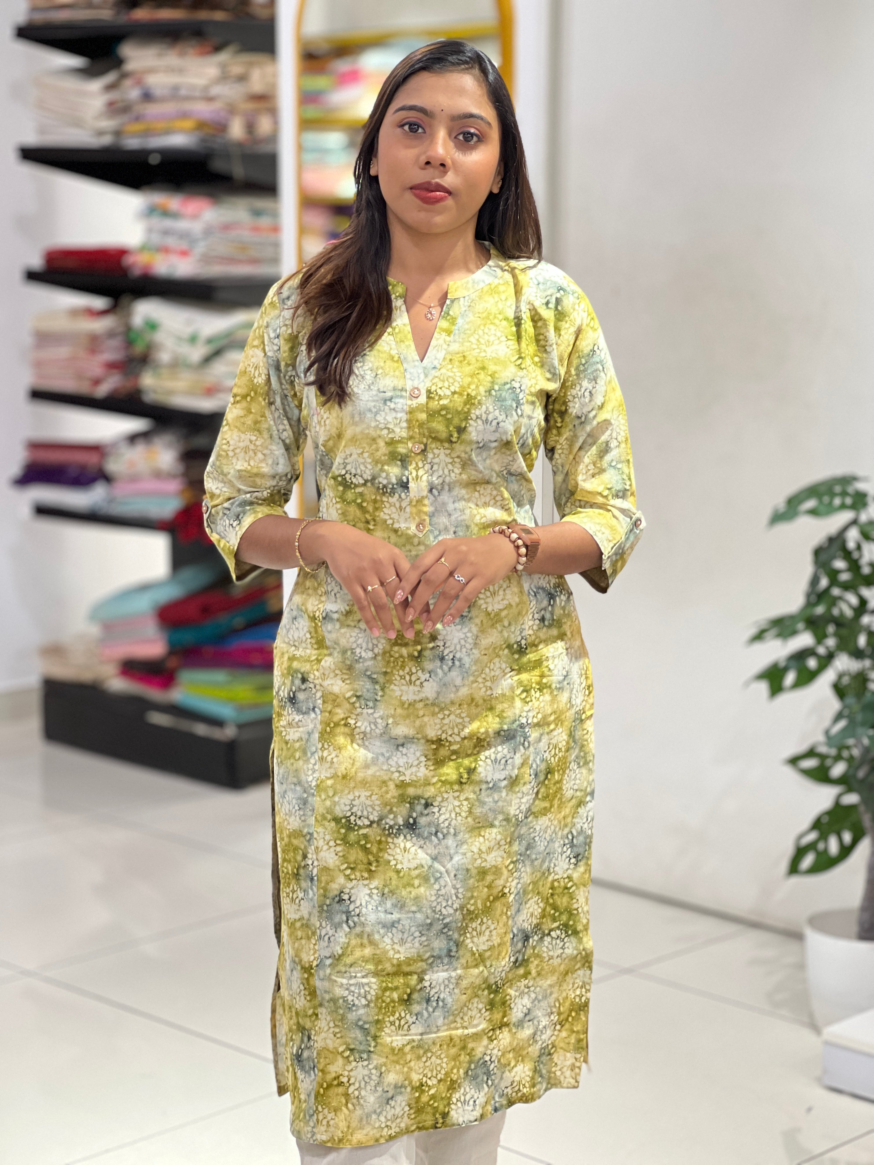 Discharge Printed Cotton Kurta | RMLA283
