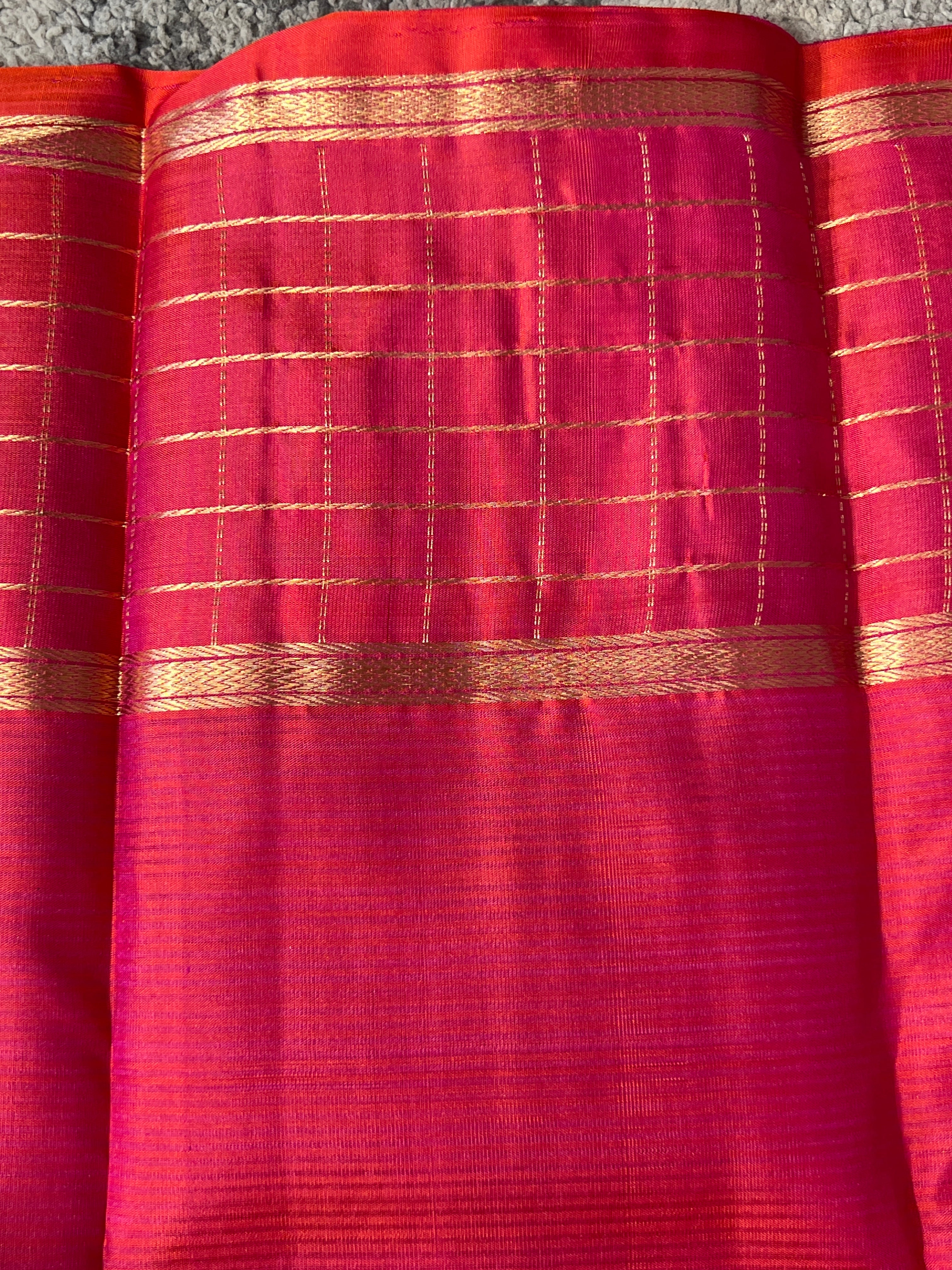 Drop Weaved Kattam Pattern Handloom Kanchipuram Saree | SMT136