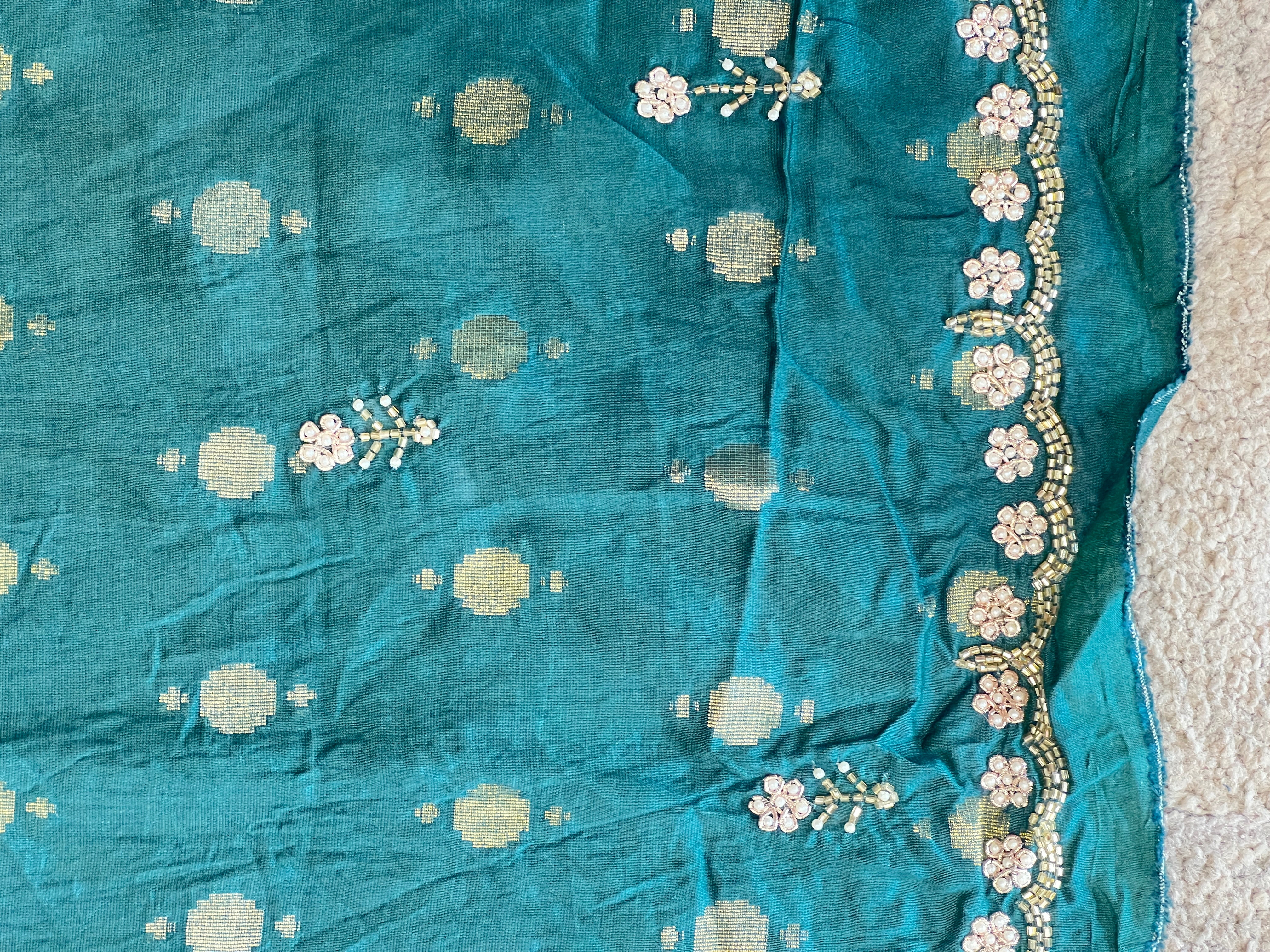 Embroidered Detailed Organza Saree | DVS196