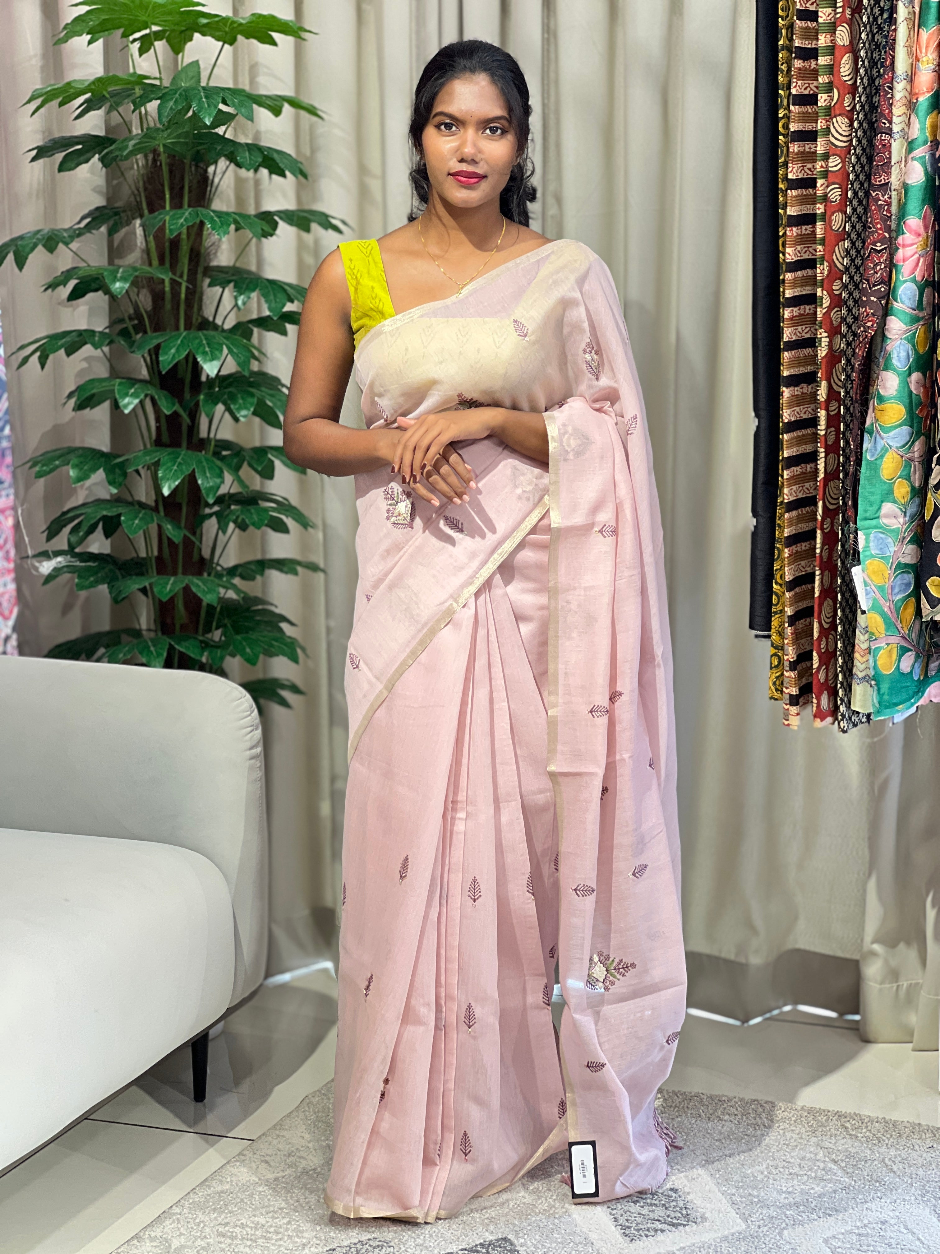 Machine Embroidery Detailed Chanderi Finish Saree | VDA218