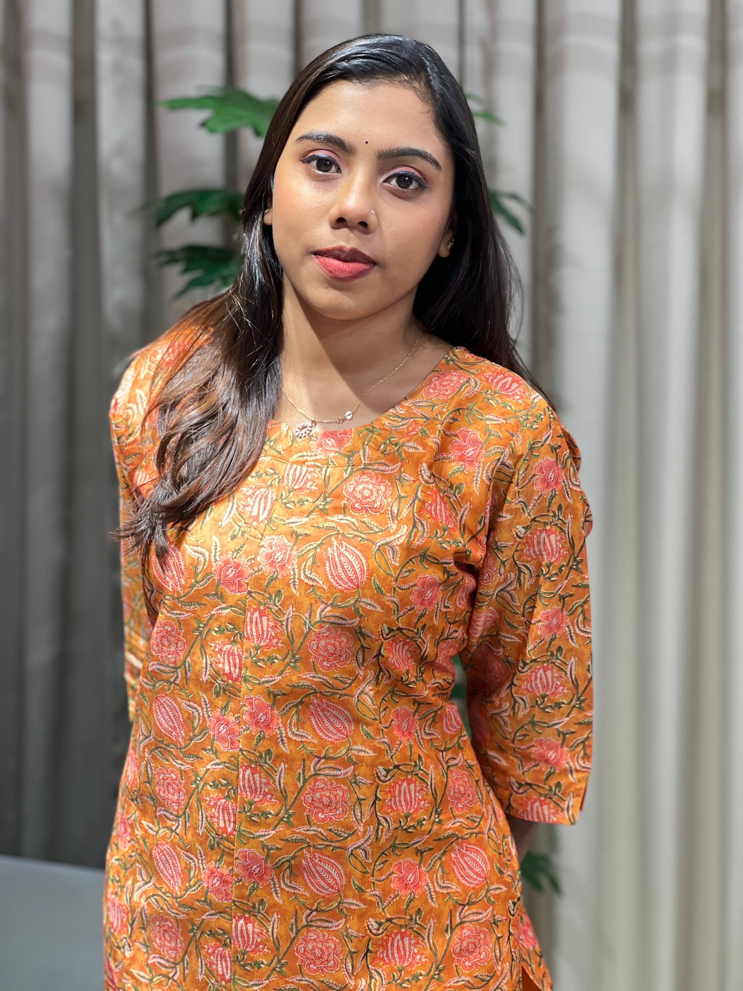 Floral Printed Chanderi Kurta | RMLA282
