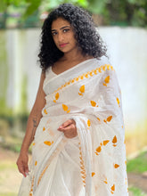 Leaf Pattern Linen Saree | RP363