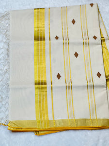 Handloom Golden Kasavu Detailed Kerala Cotton Saree | KL398