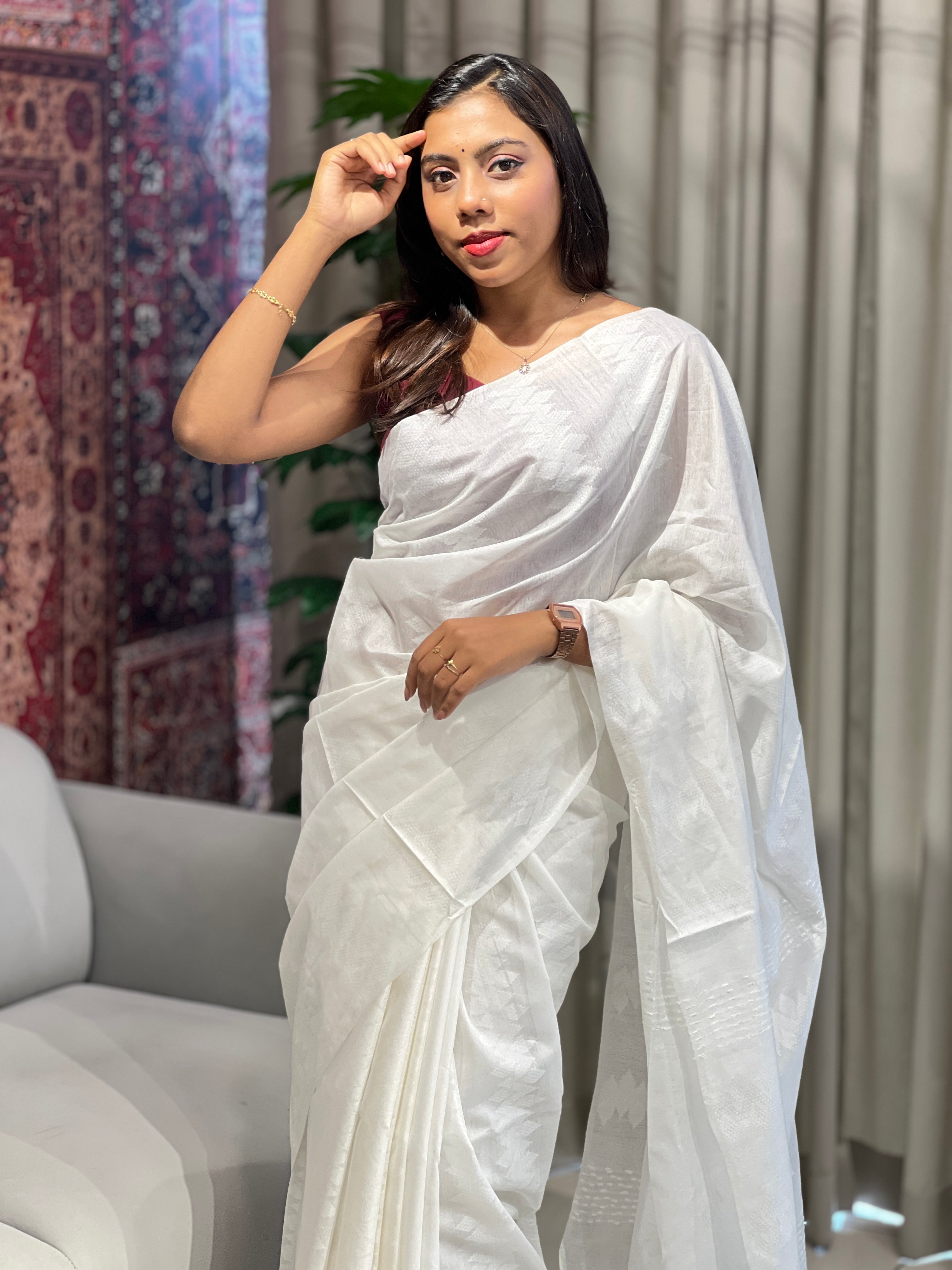 Thread Woven Bhagalpuri Linen Saree | NHH505