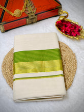 Handloom Golden Kasavu With Kara Detailed Kerala Cotton Saree | KL395