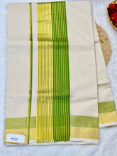Handloom Golden Kasavu With Kara Detailed Kerala Cotton Saree | KL395