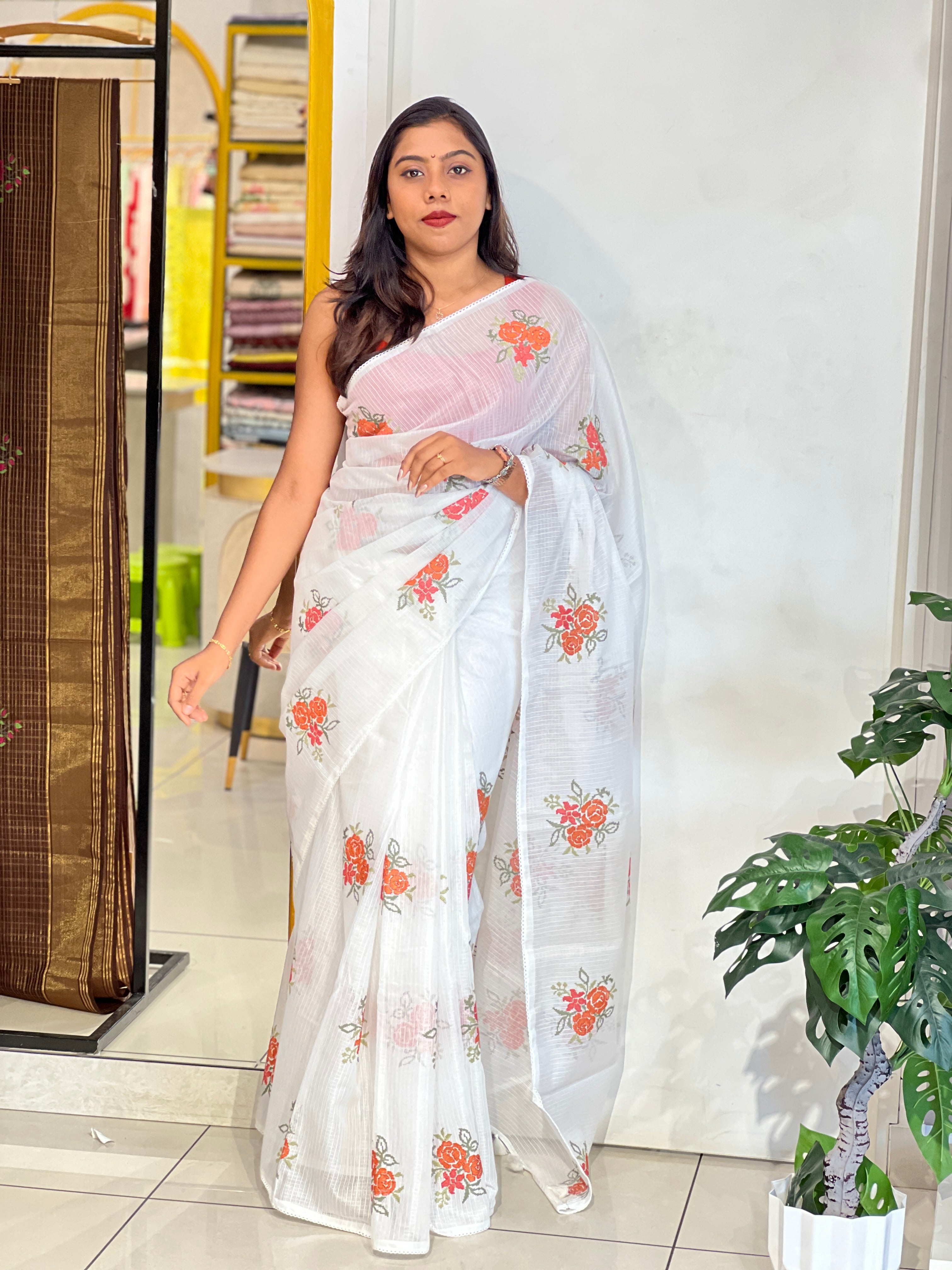 Cross Stitch Embroidery Kota Saree | MR563