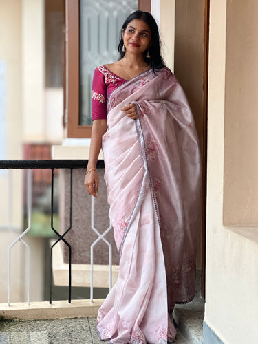 Floral Print Design Green Silk Saree | BLD285