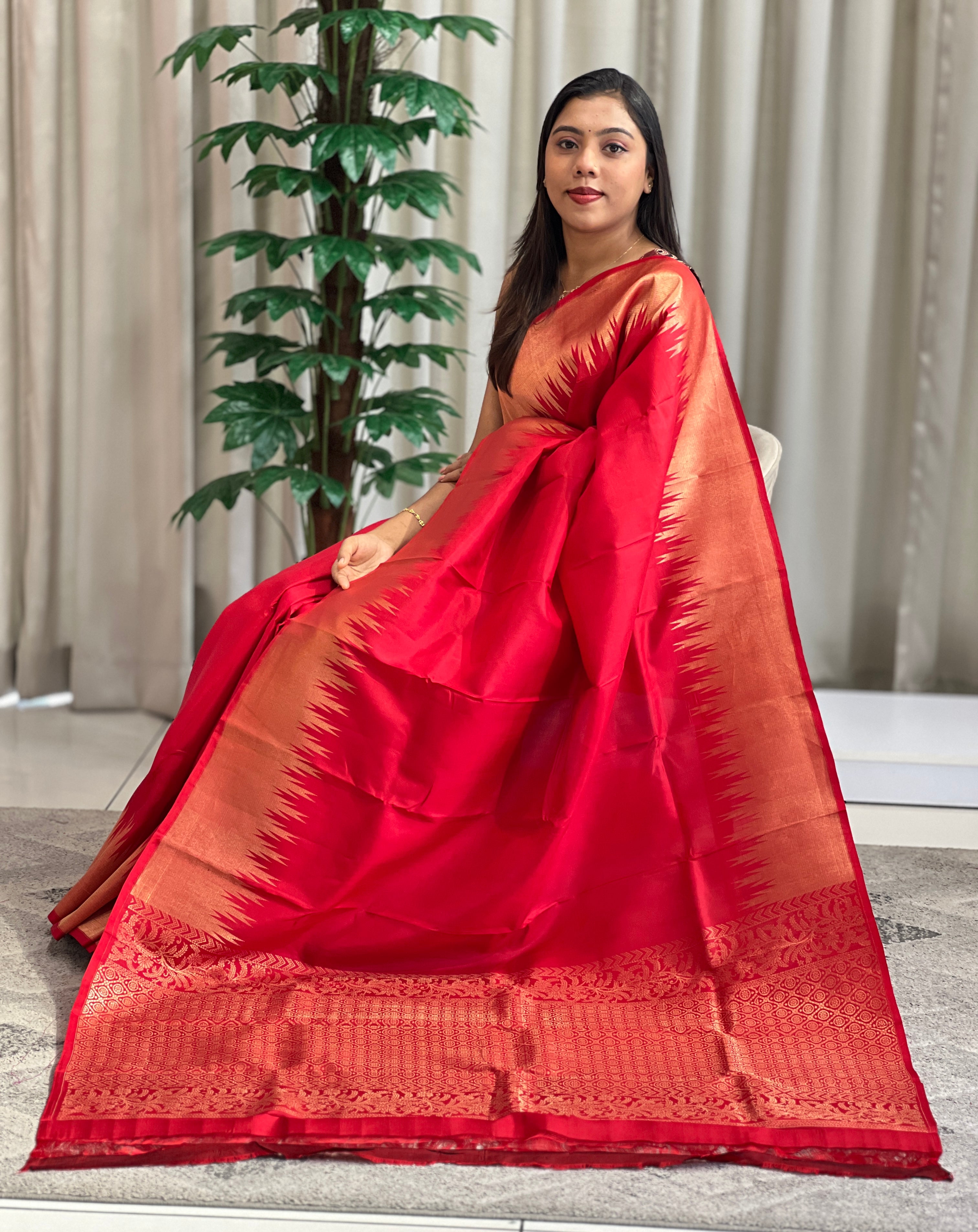 Temple Border Pattern Soft Silk Sarees | SMT140