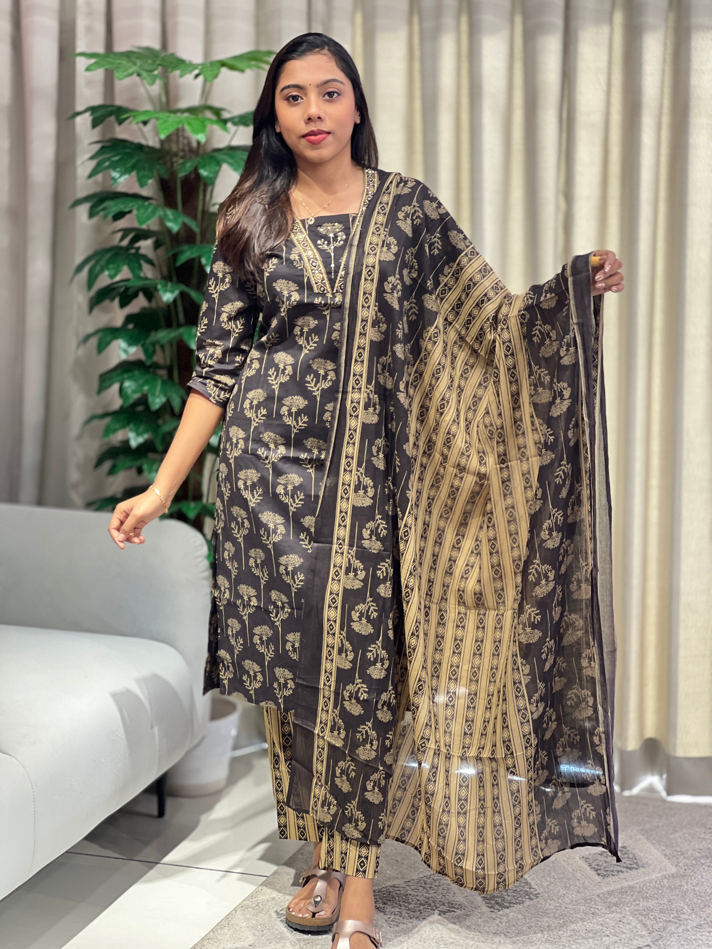 Floral Printed Cotton Kurta Set | NCF311