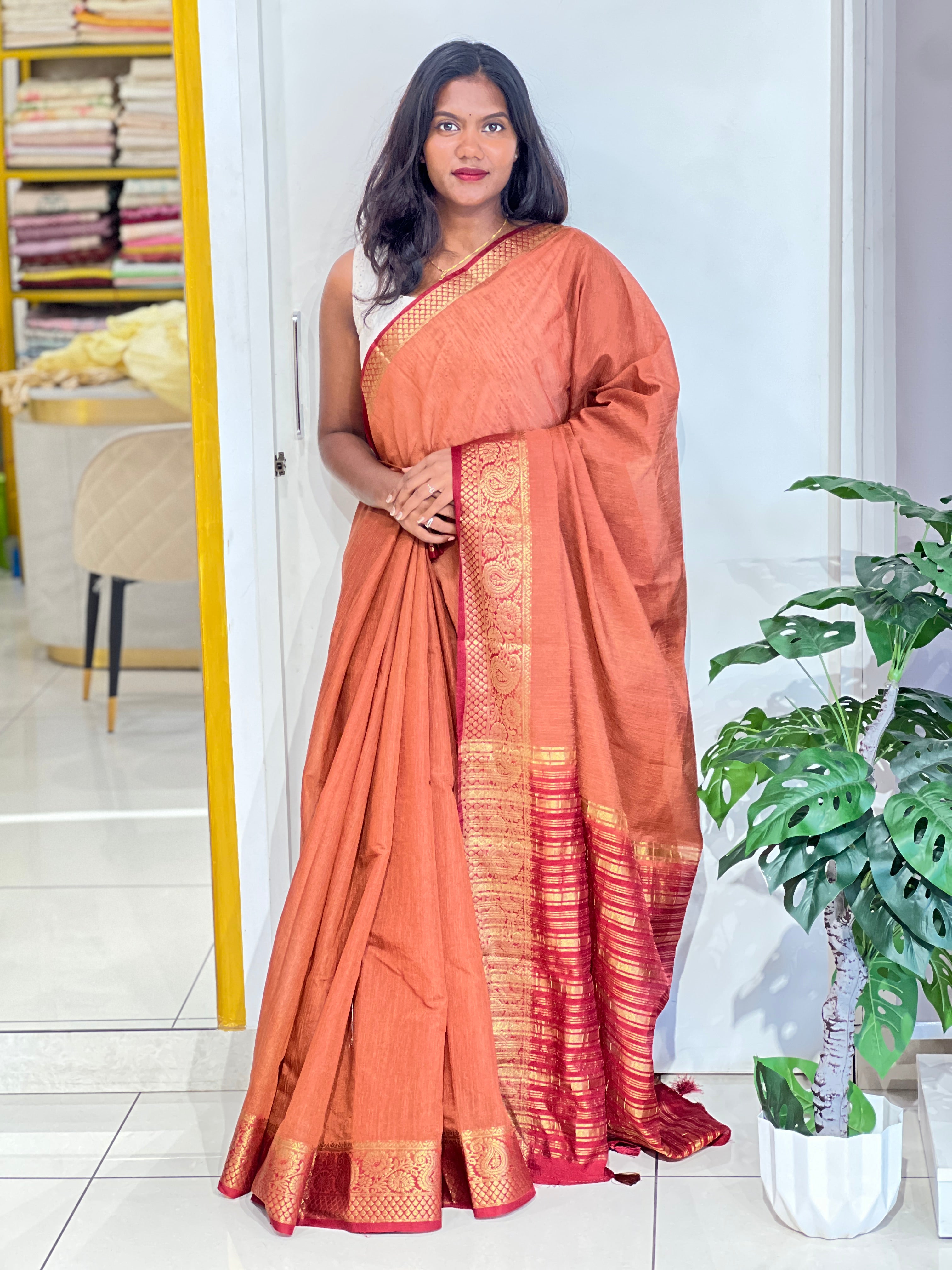 Solid Patterned Cotton Silk Saree | ZSS336