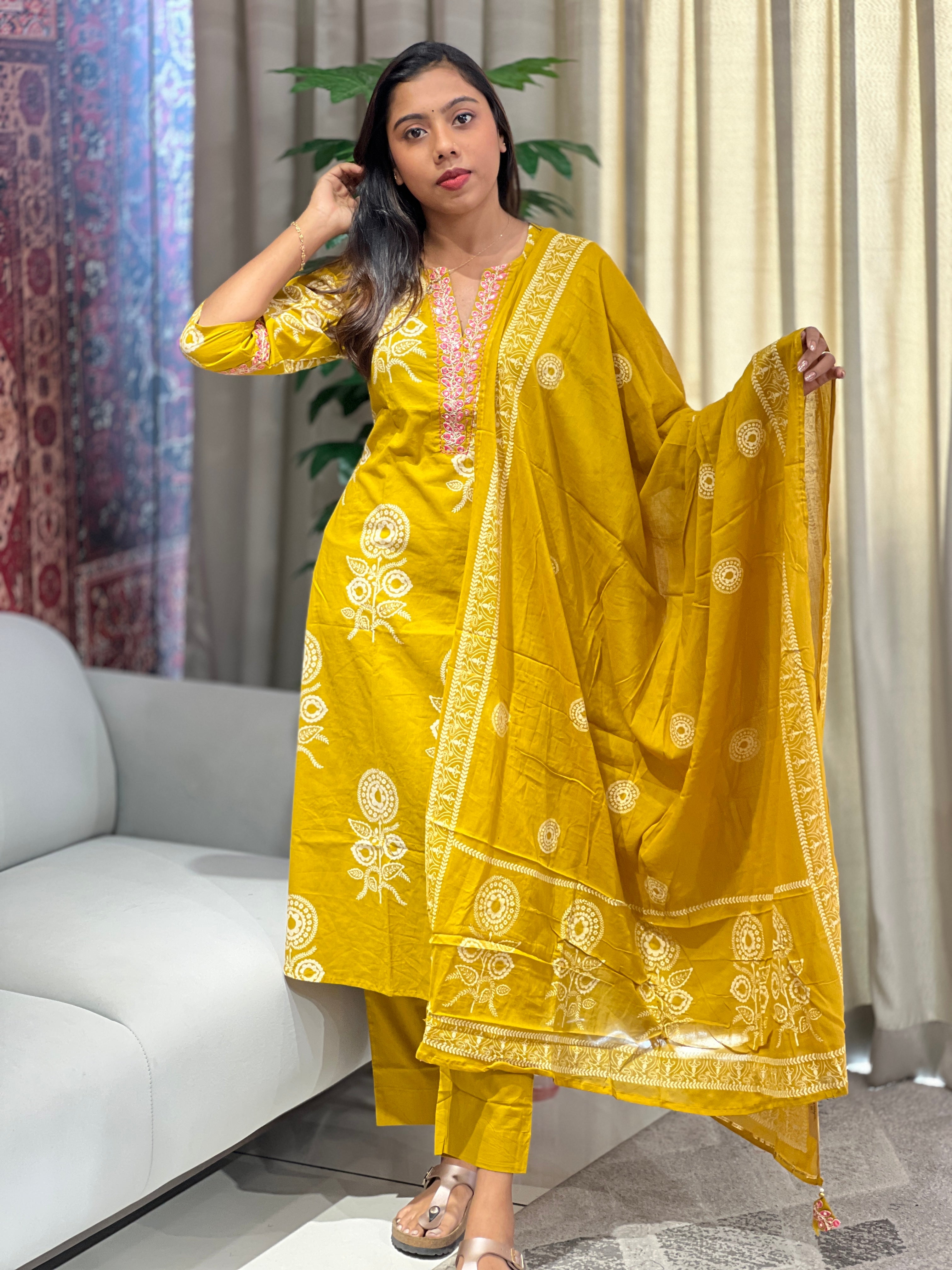 Floral Printed Cotton Kurta Set | NCF310