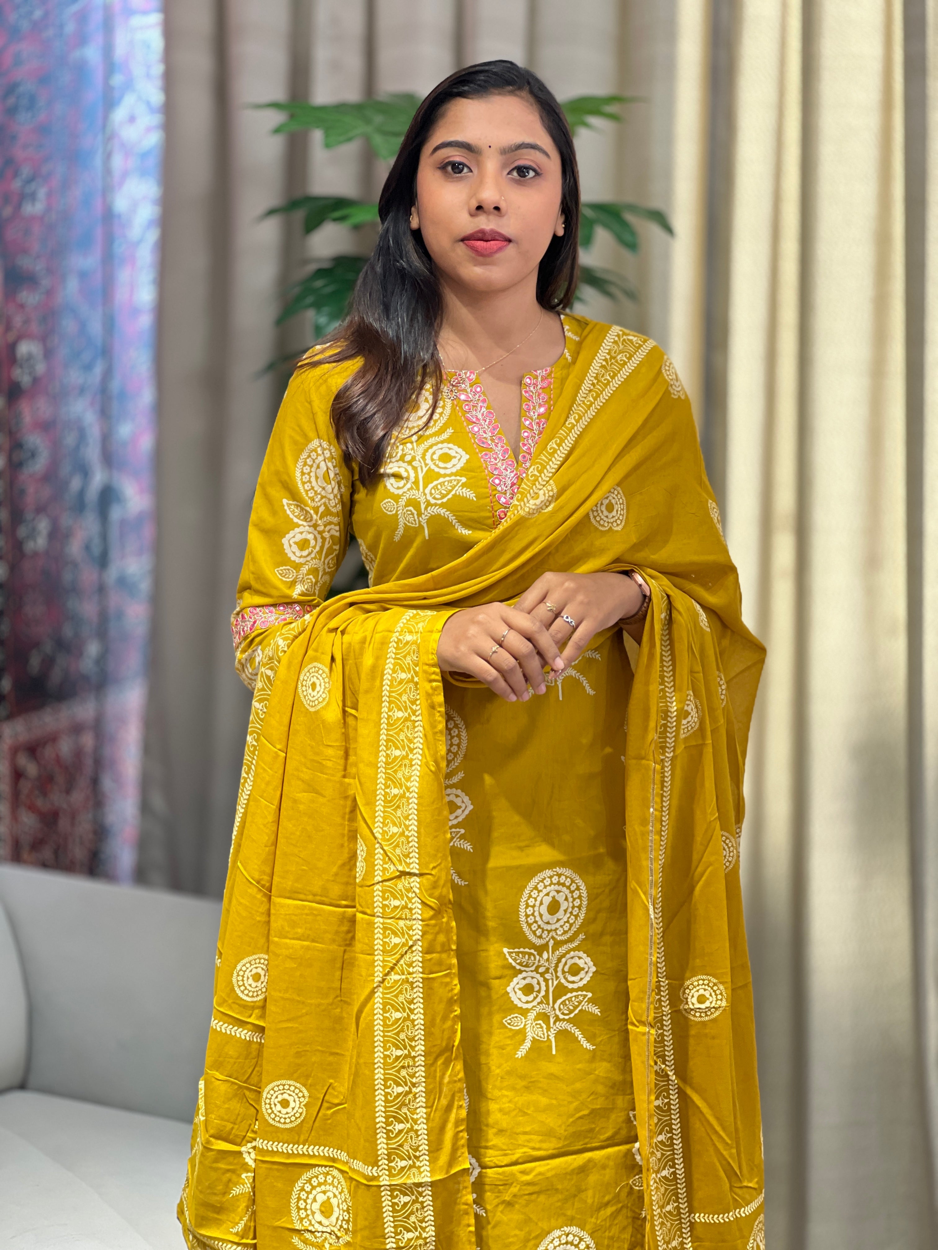 Floral Printed Cotton Kurta Set | NCF310