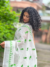 Leaf Pattern Embroidery Linen Saree | RP362