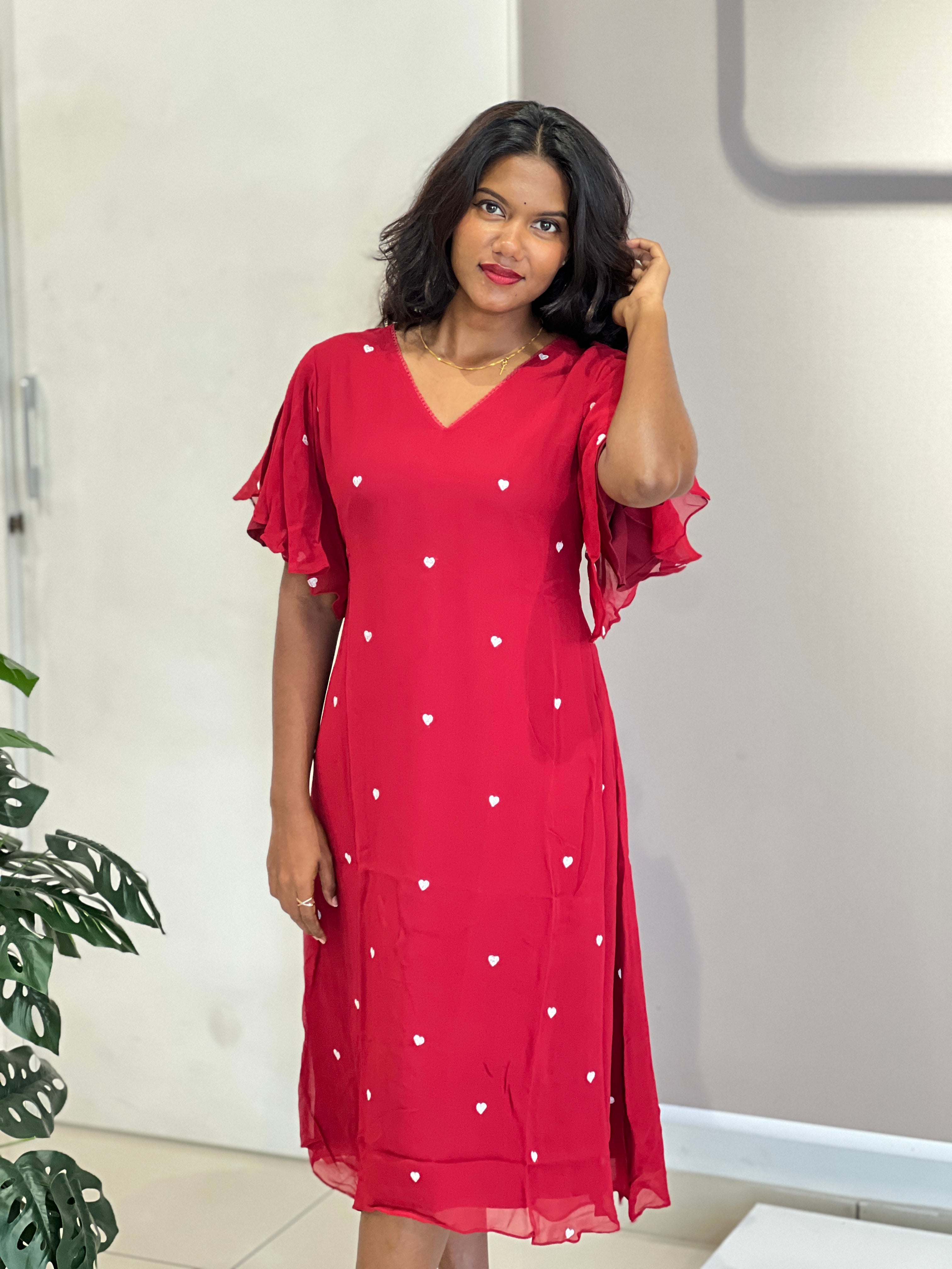 Heart Embroidery Detailed Georgette Kurta | DNT1129