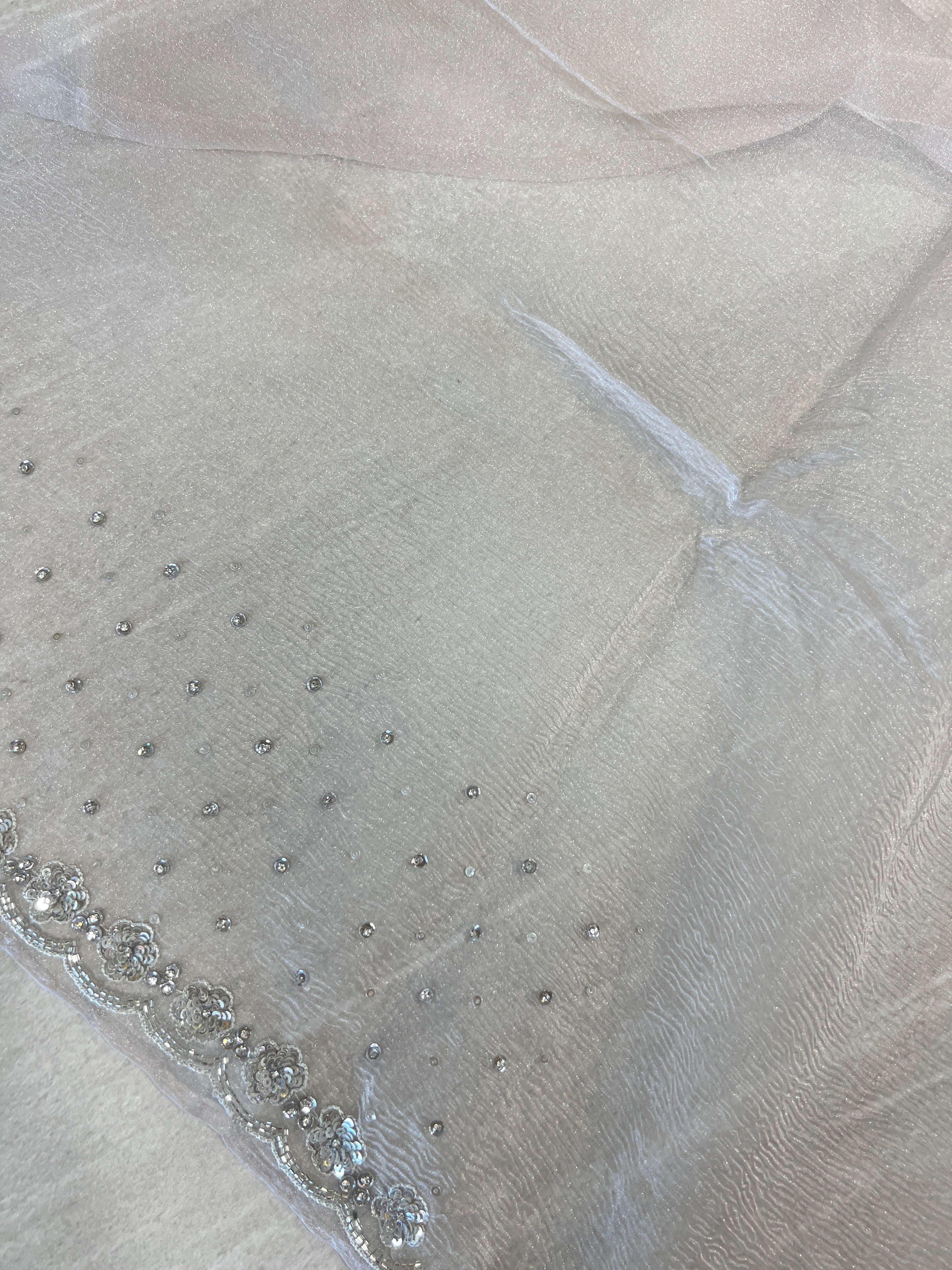 Embroidered Crushed Organza Saree  | SBP699