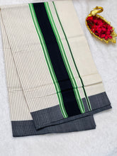 Stripe Weaving With Kara Border Detailed Kerala Cotton Saree | KL385