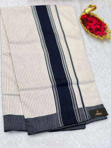Stripe Weaving With Kara Border Detailed Kerala Cotton Saree | KL384