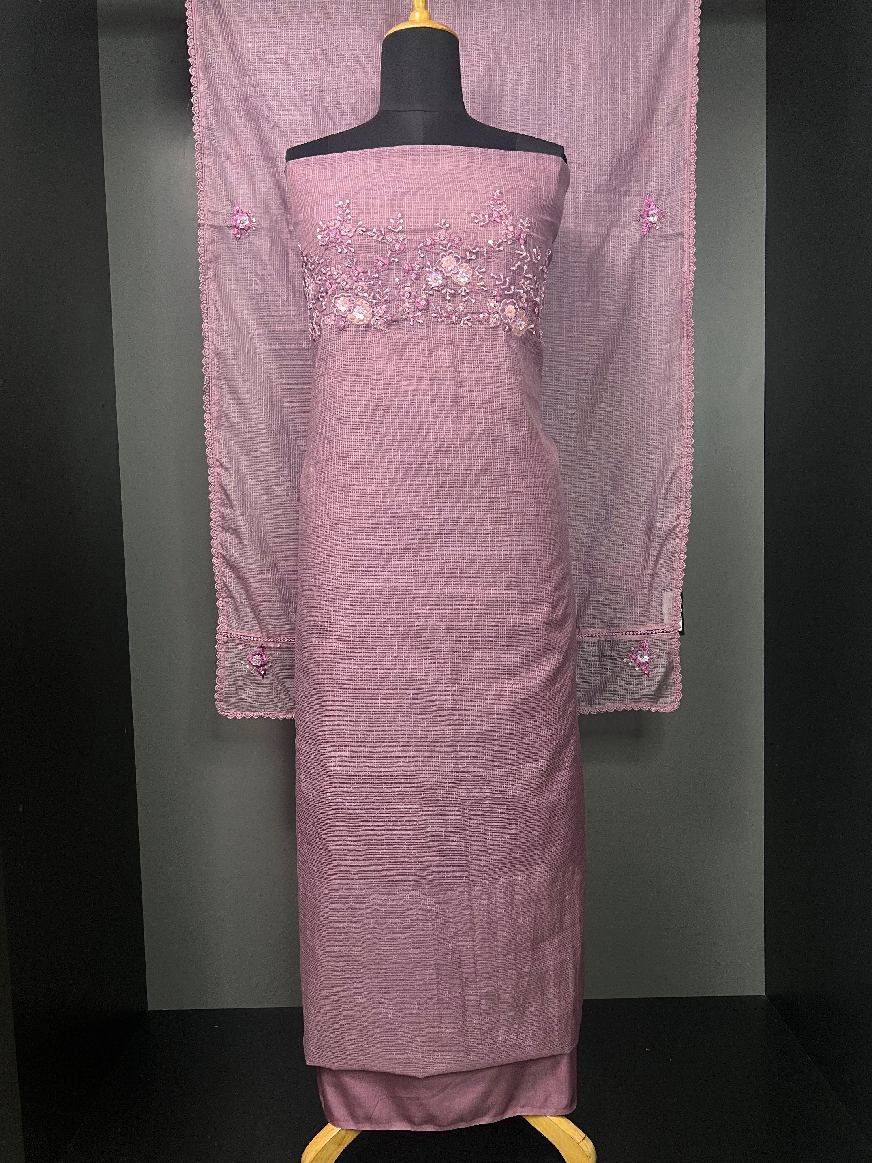 Machine Embroidery Kota Salwar Set | ZAH106
