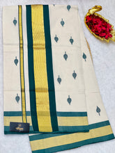 Handloom Golden Kasavu With Kara Detailed Kerala Cotton Saree | KL389