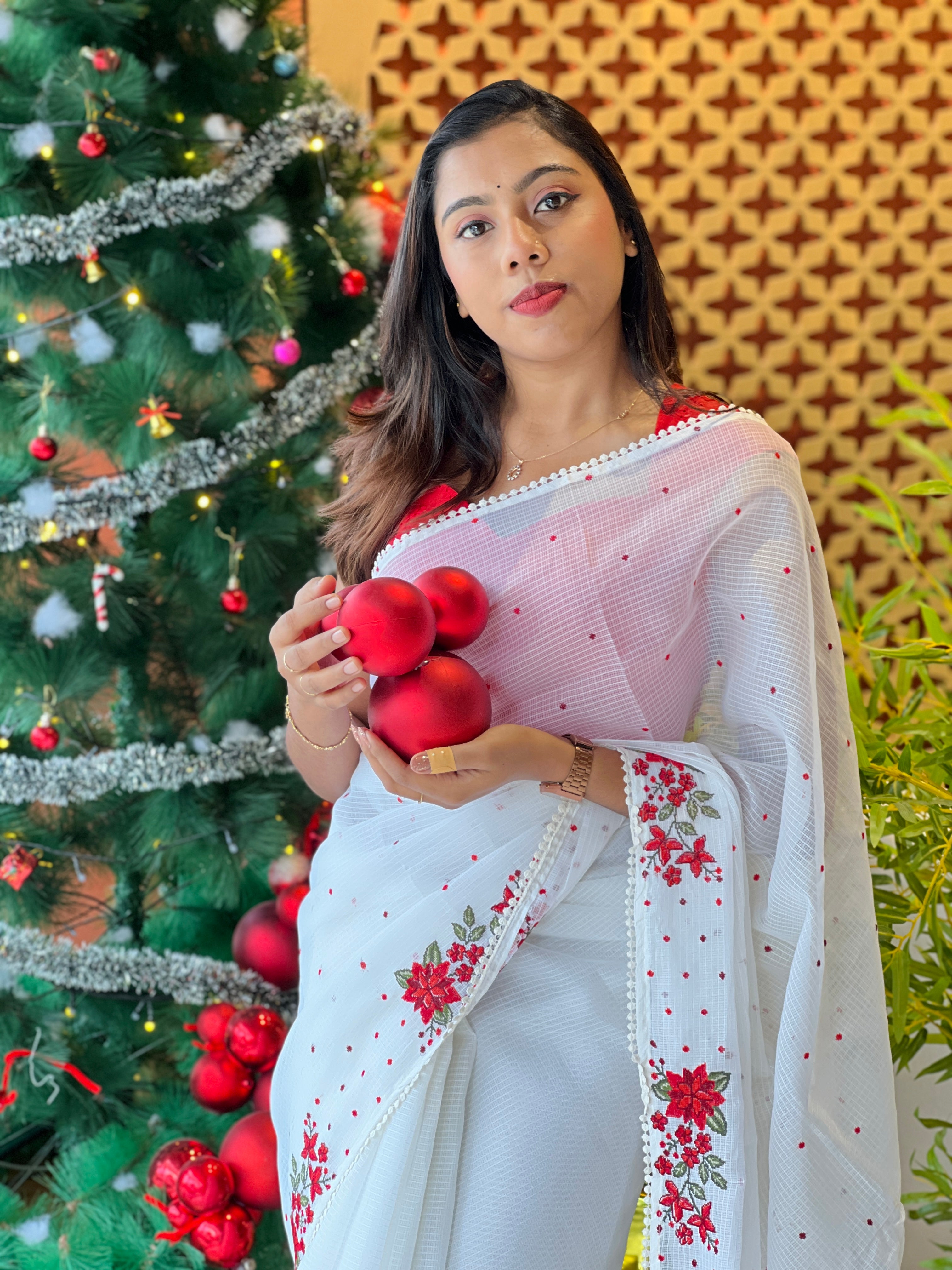 Floral Embroidery Detailed Silky Kota Saree | BLD2051