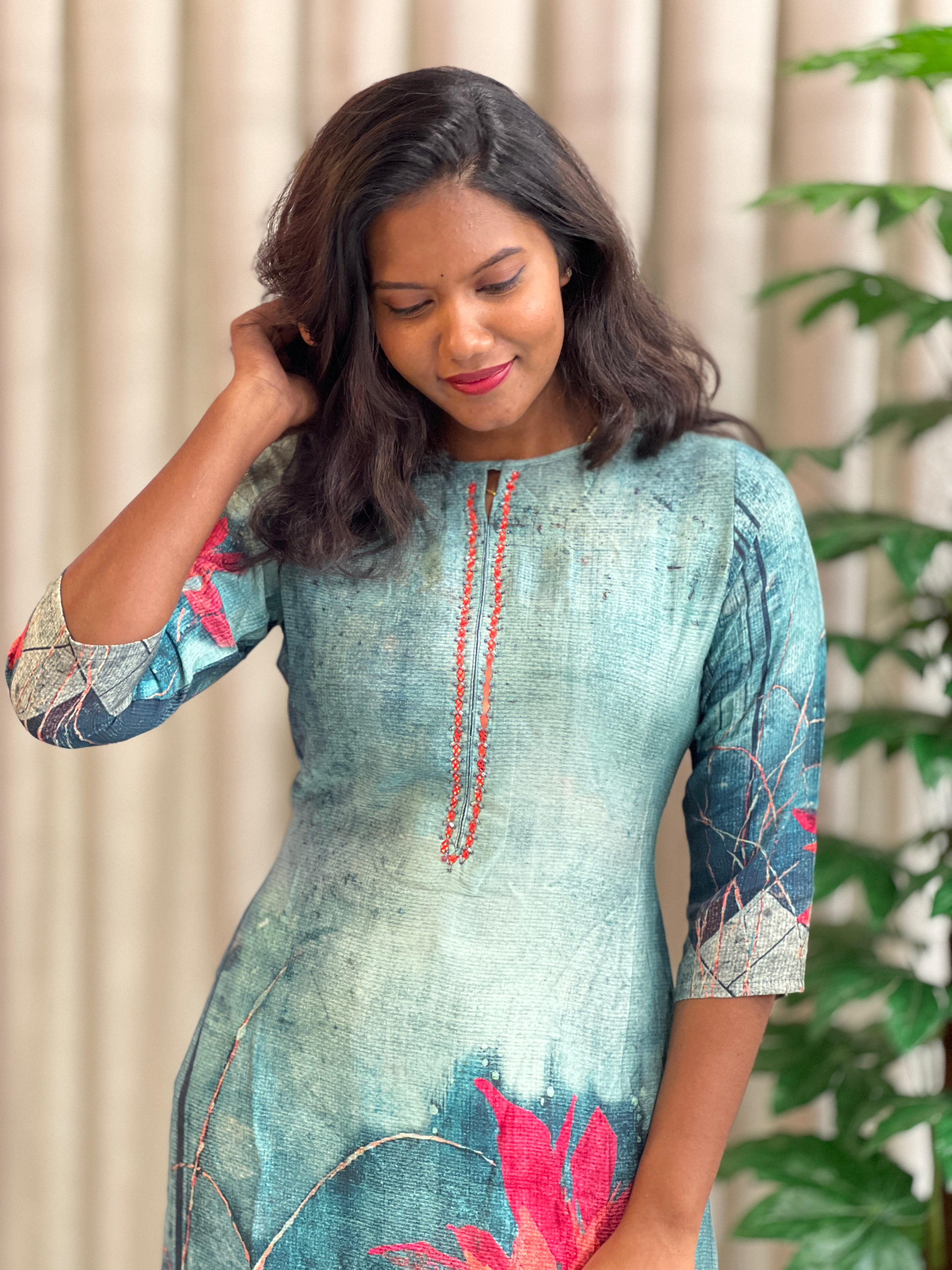 Digital Printed Rayon Cotton Kurta | NIO108