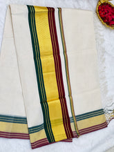 Handloom Golden Kasavu With Kara Detailed Kerala Cotton Saree | KL386