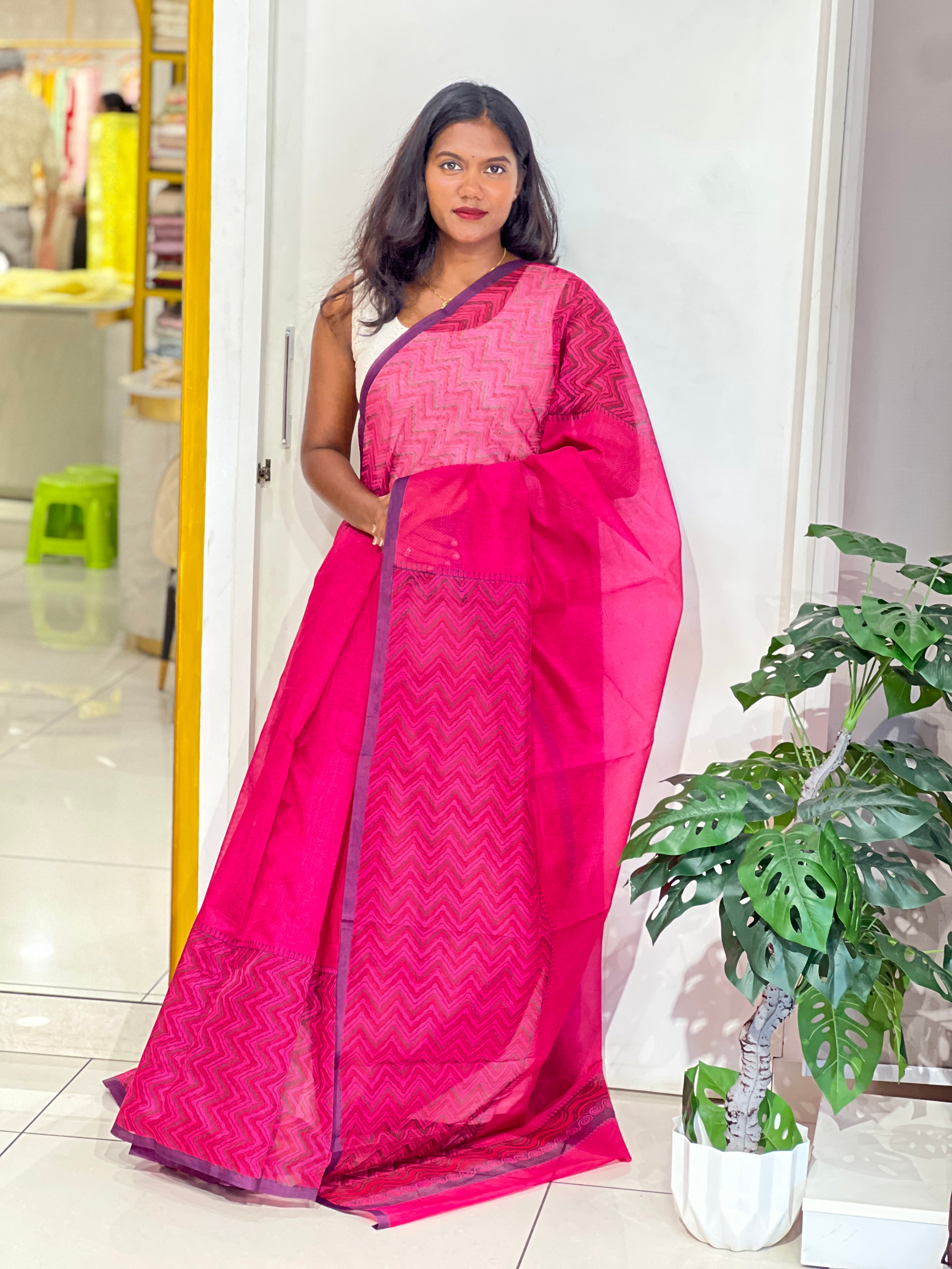 Geometric Pattern Muga Check Kota Saree | JSC777