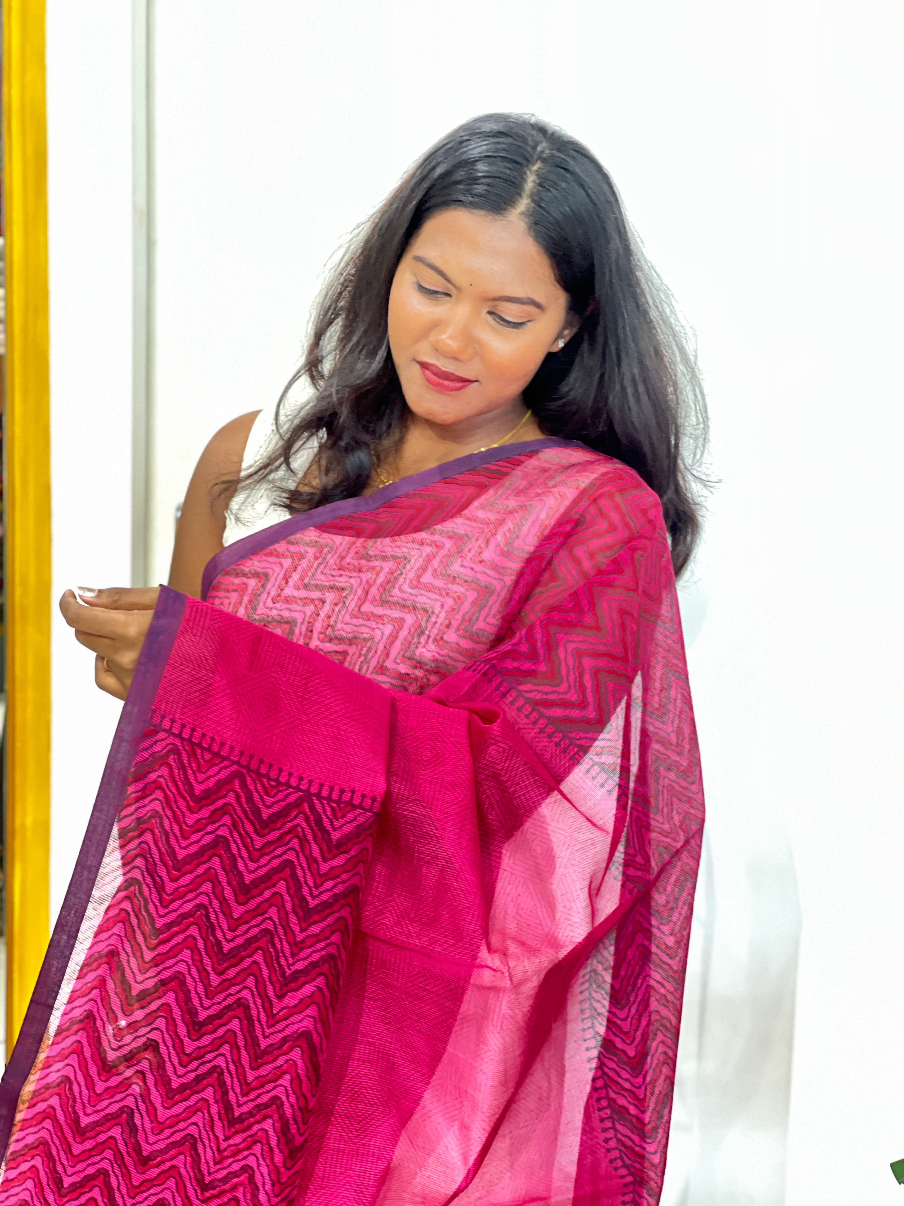 Geometric Pattern Muga Check Kota Saree | JSC777