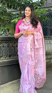 Floral Twine Cutwork Patterned Tussar Silk Saree | TC342