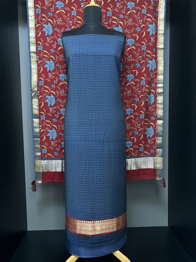 Print With Banarasi Detailed Chanderi Finish Salwar Set | VAN189