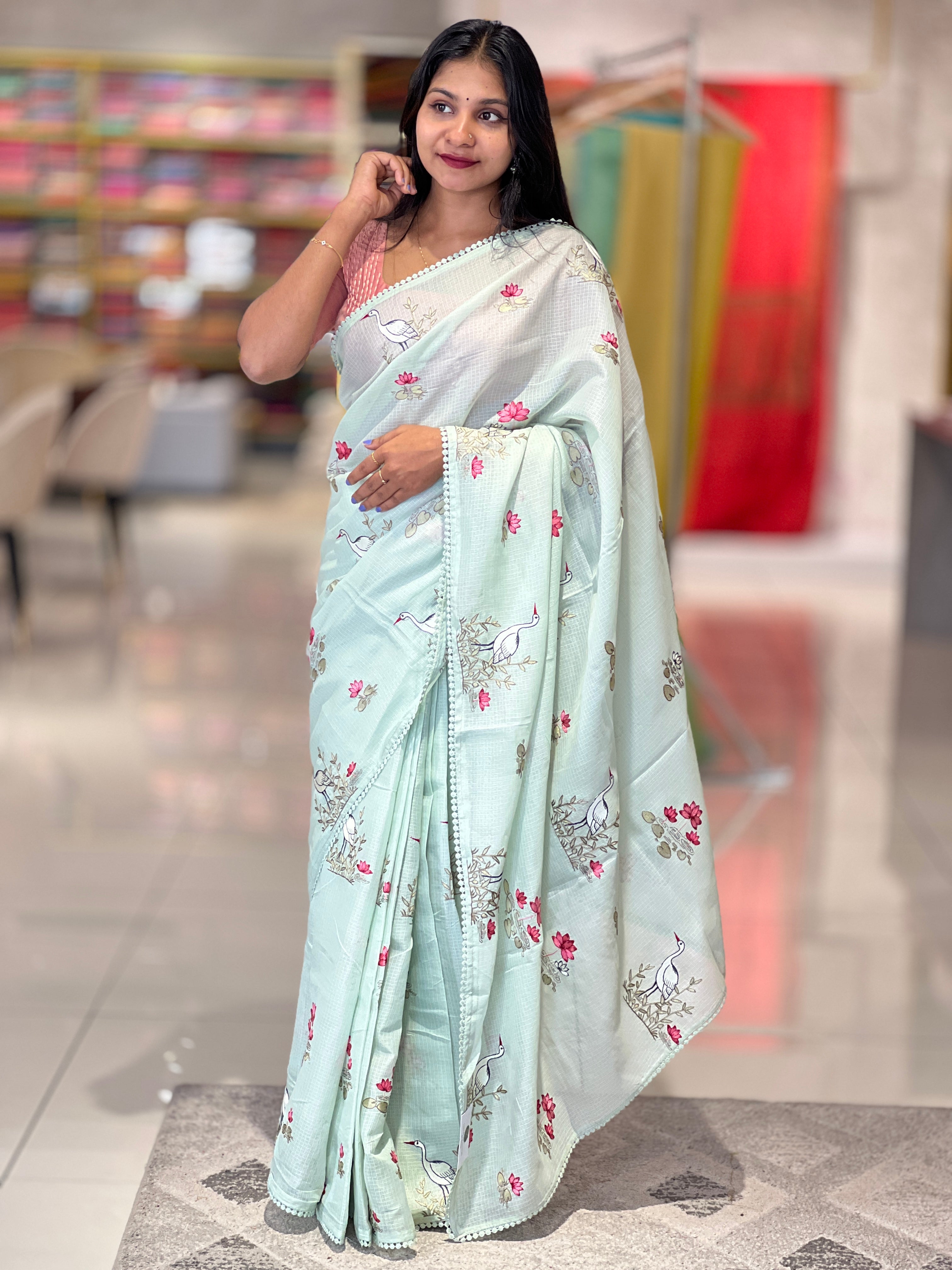 Floral Embroidered Silky Kota Saree | BLD768