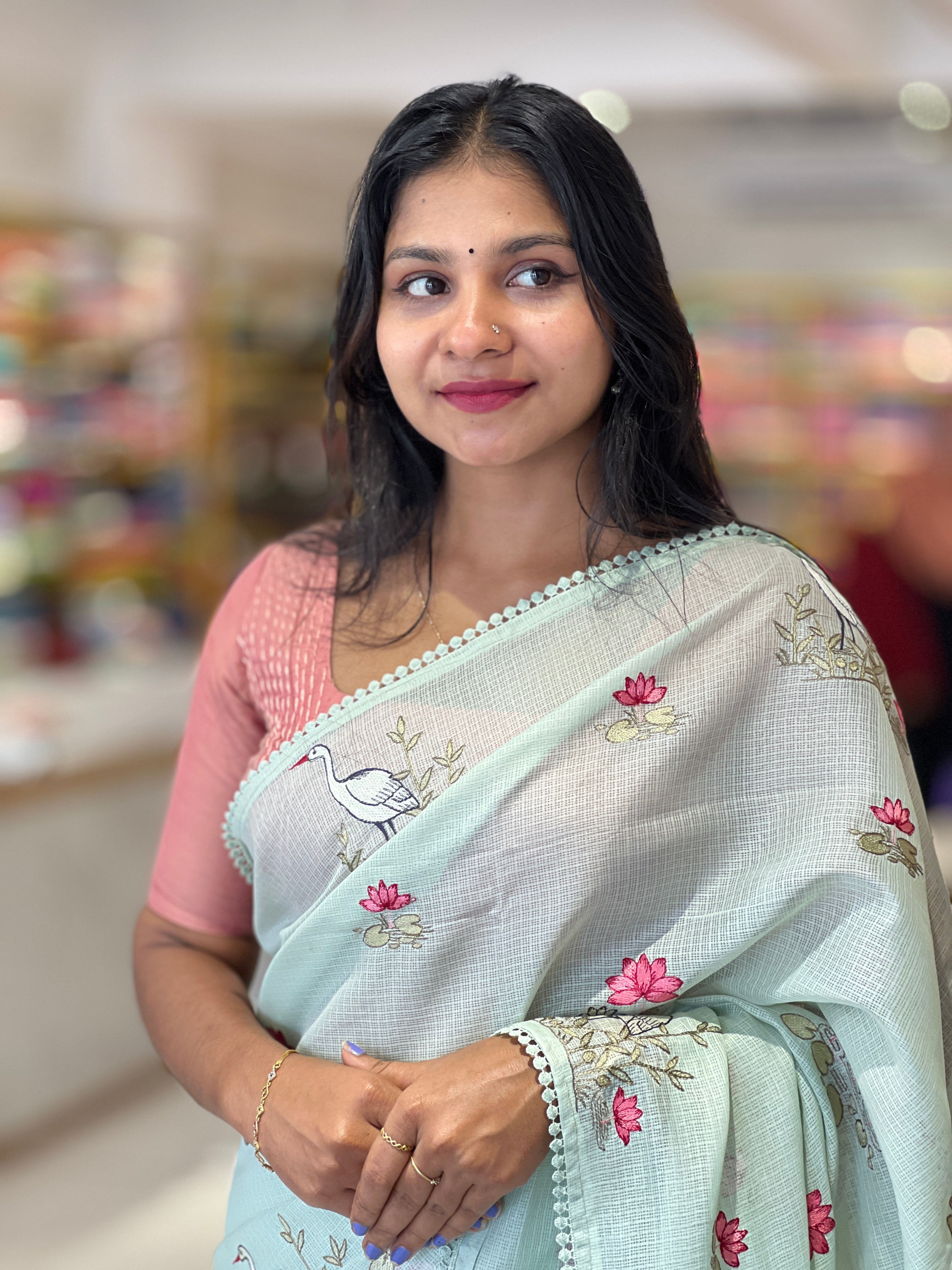 Floral Embroidered Silky Kota Saree | BLD768