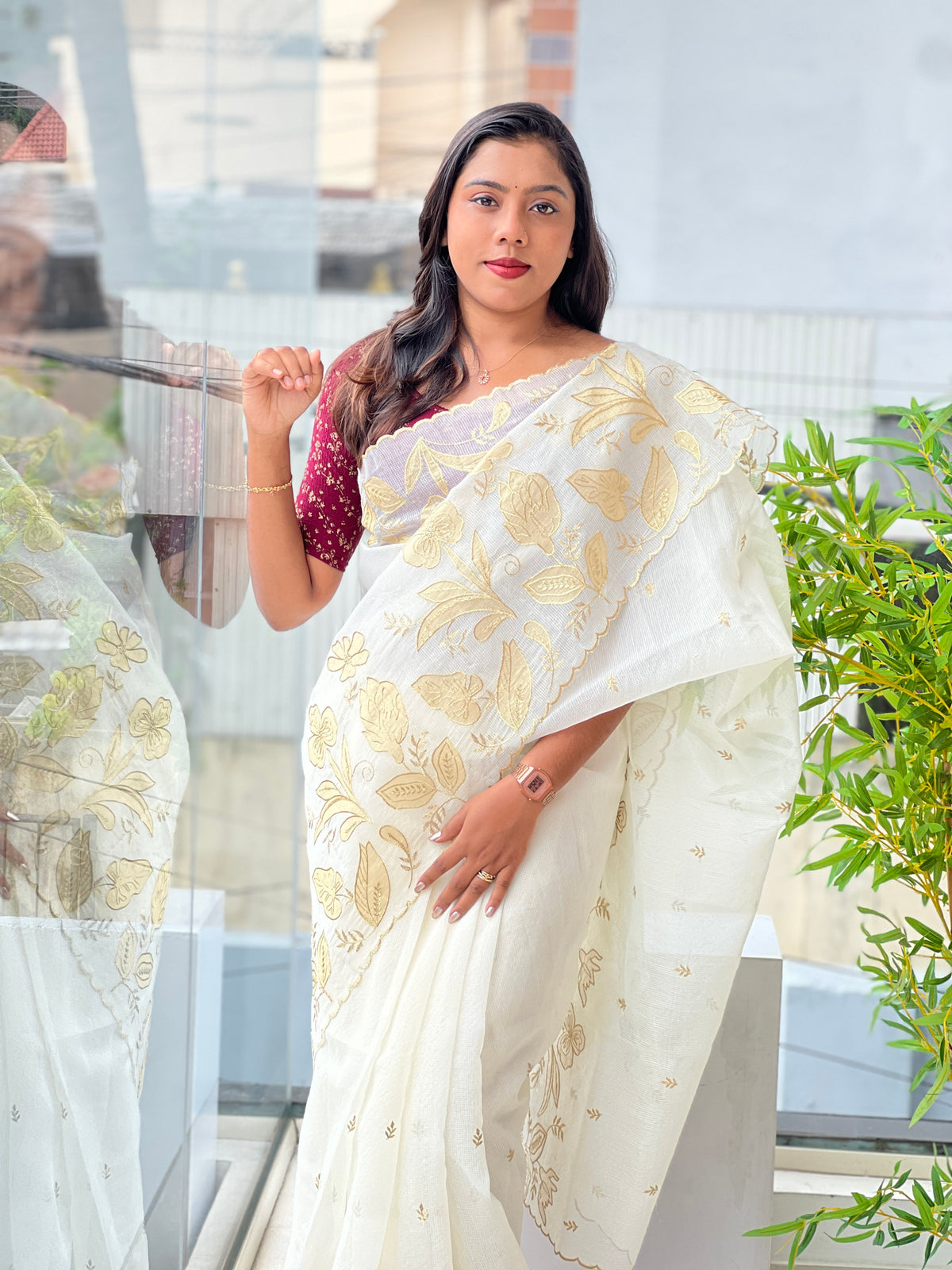 Floral Applique Design Kota Saree | ZSS535
