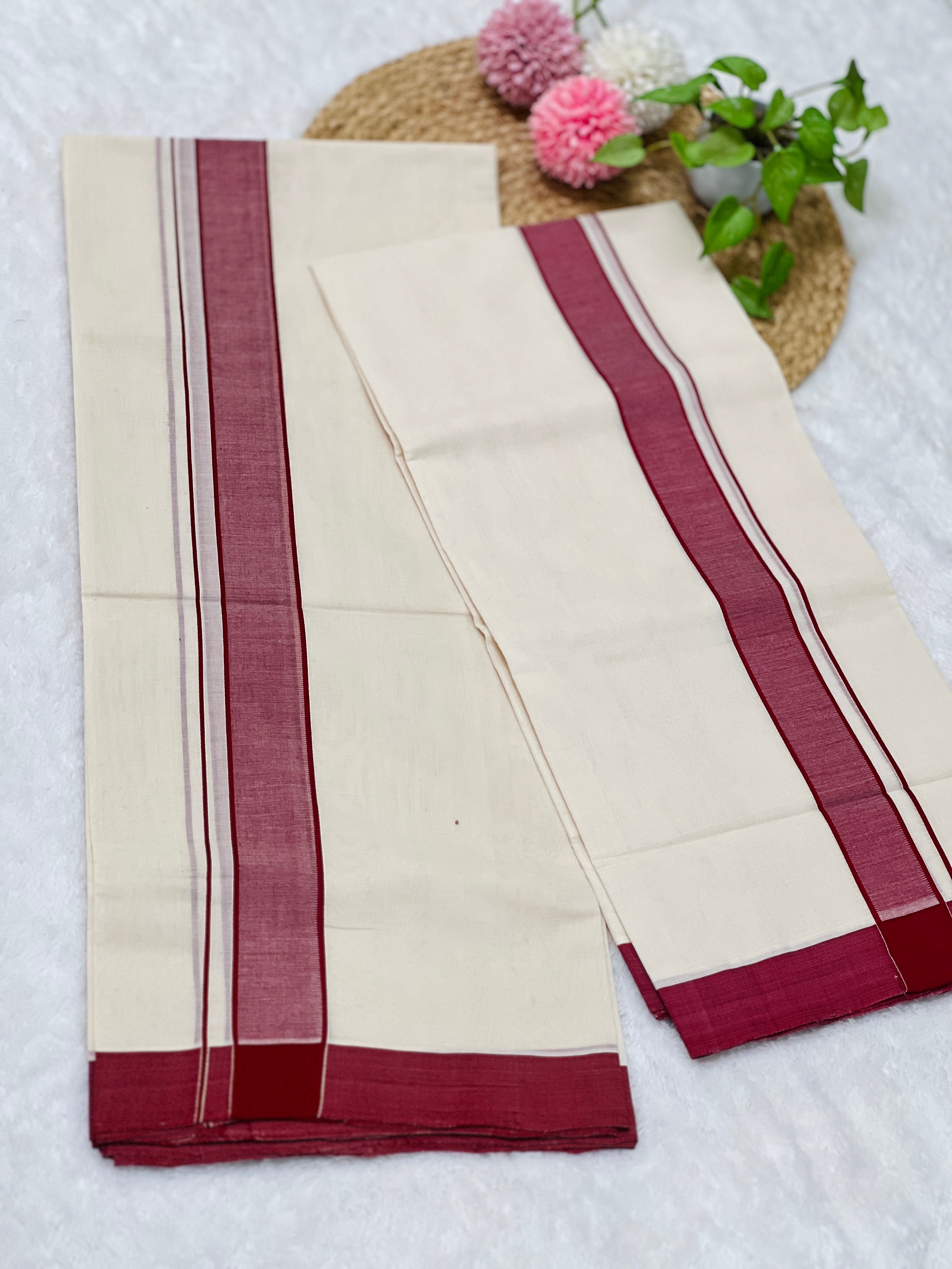 Kara Border Detailed Kerala Cotton Set Mundu | KL331
