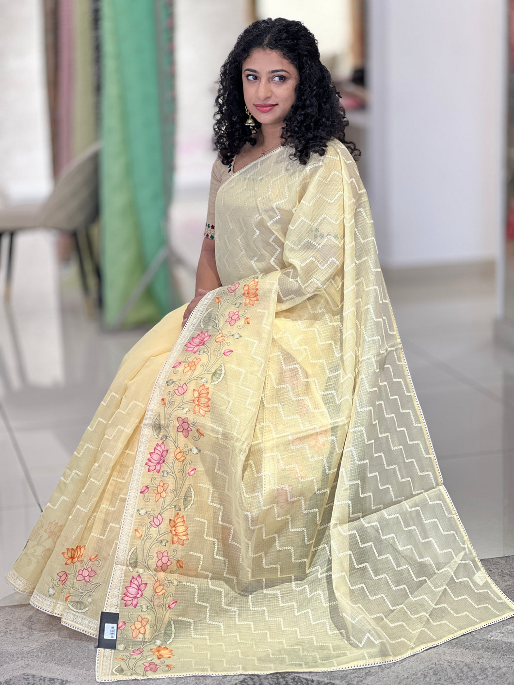 Floral Embroidery Detailed Silky Kota Saree | SBS1061