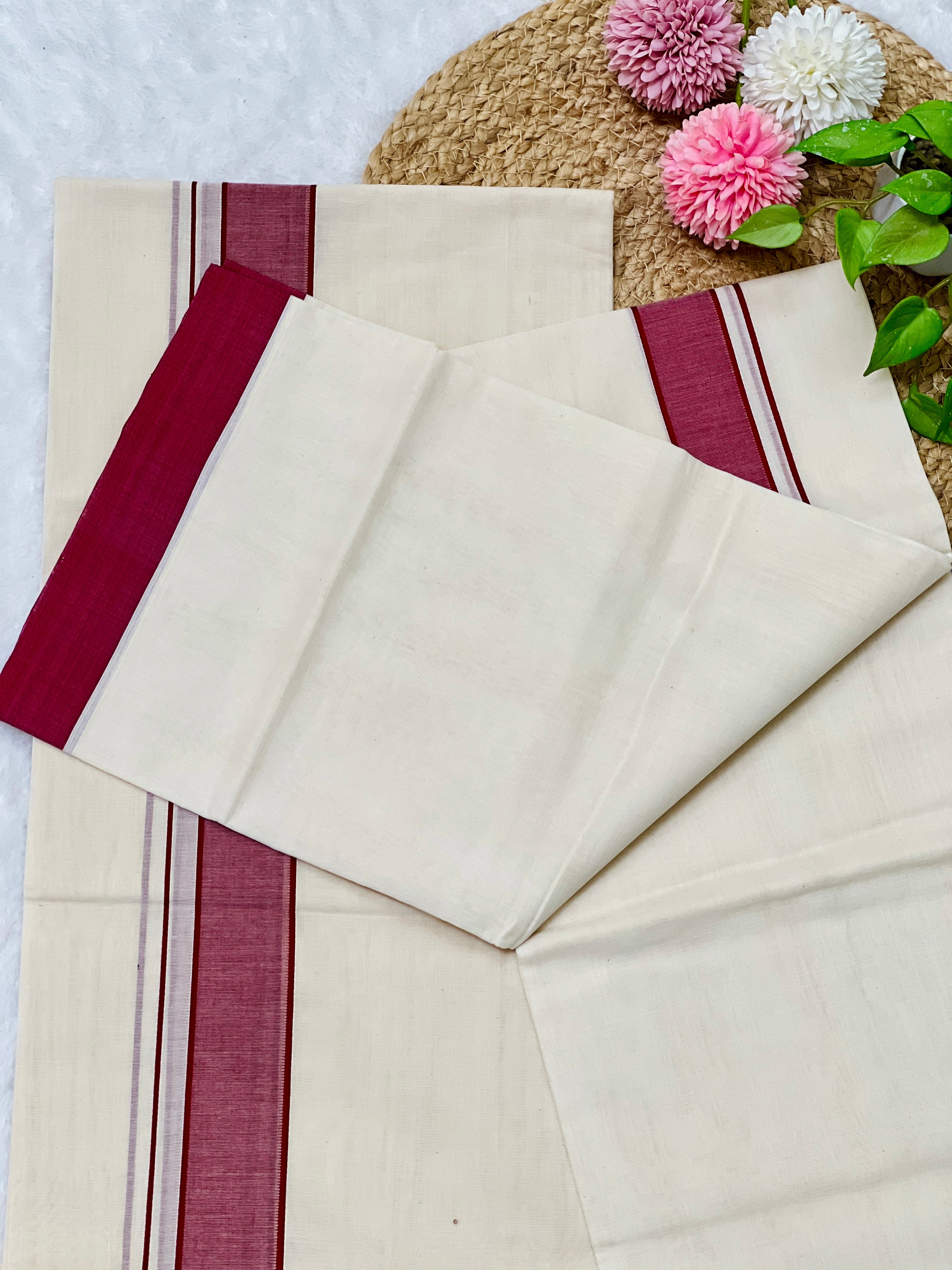 Kara Border Detailed Kerala Cotton Set Mundu | KL331