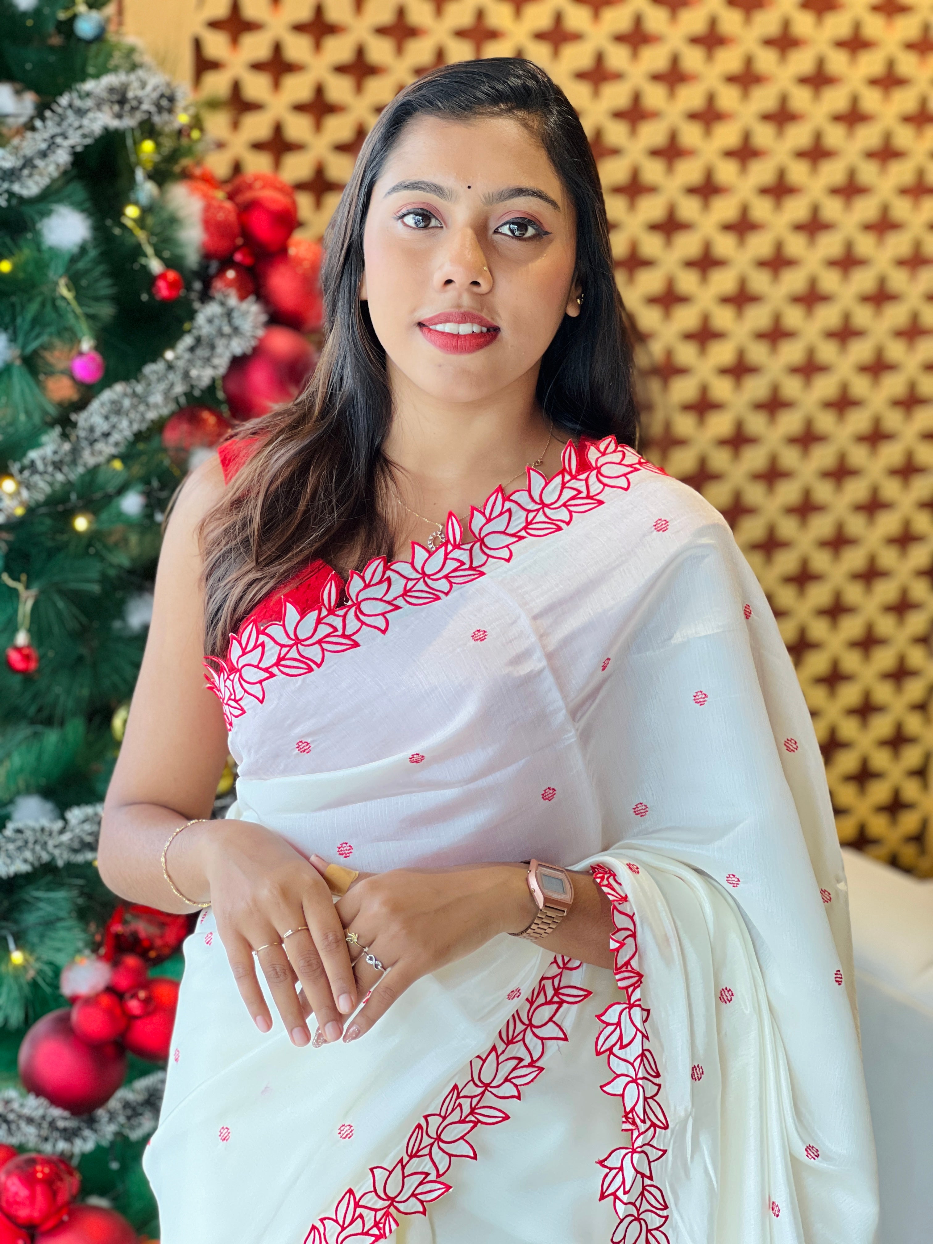 Embroidery Detailed Semi Tussar Saree | BLD2052