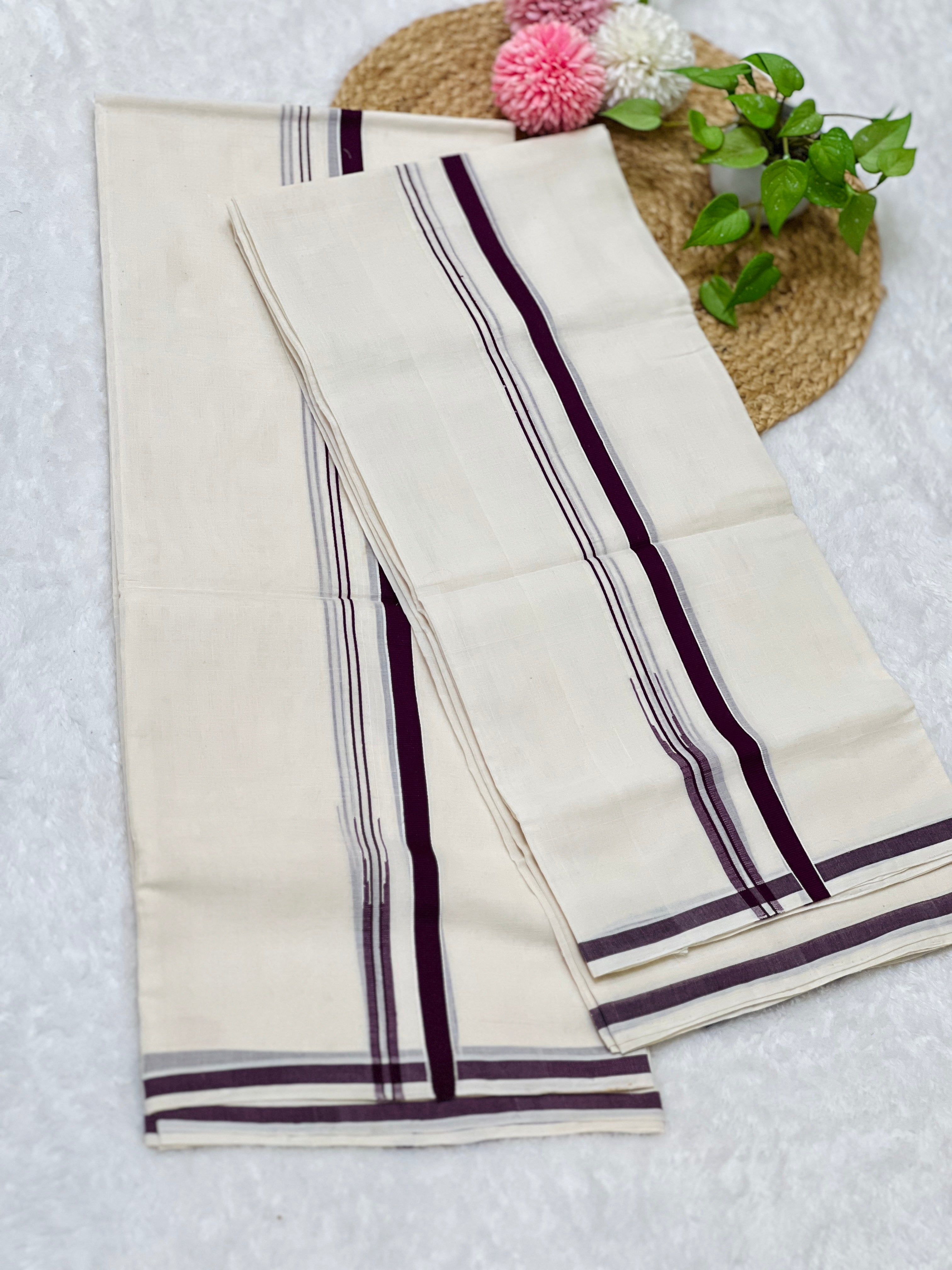 Kara Border Detailed Kerala Cotton Set Mundu | KL334