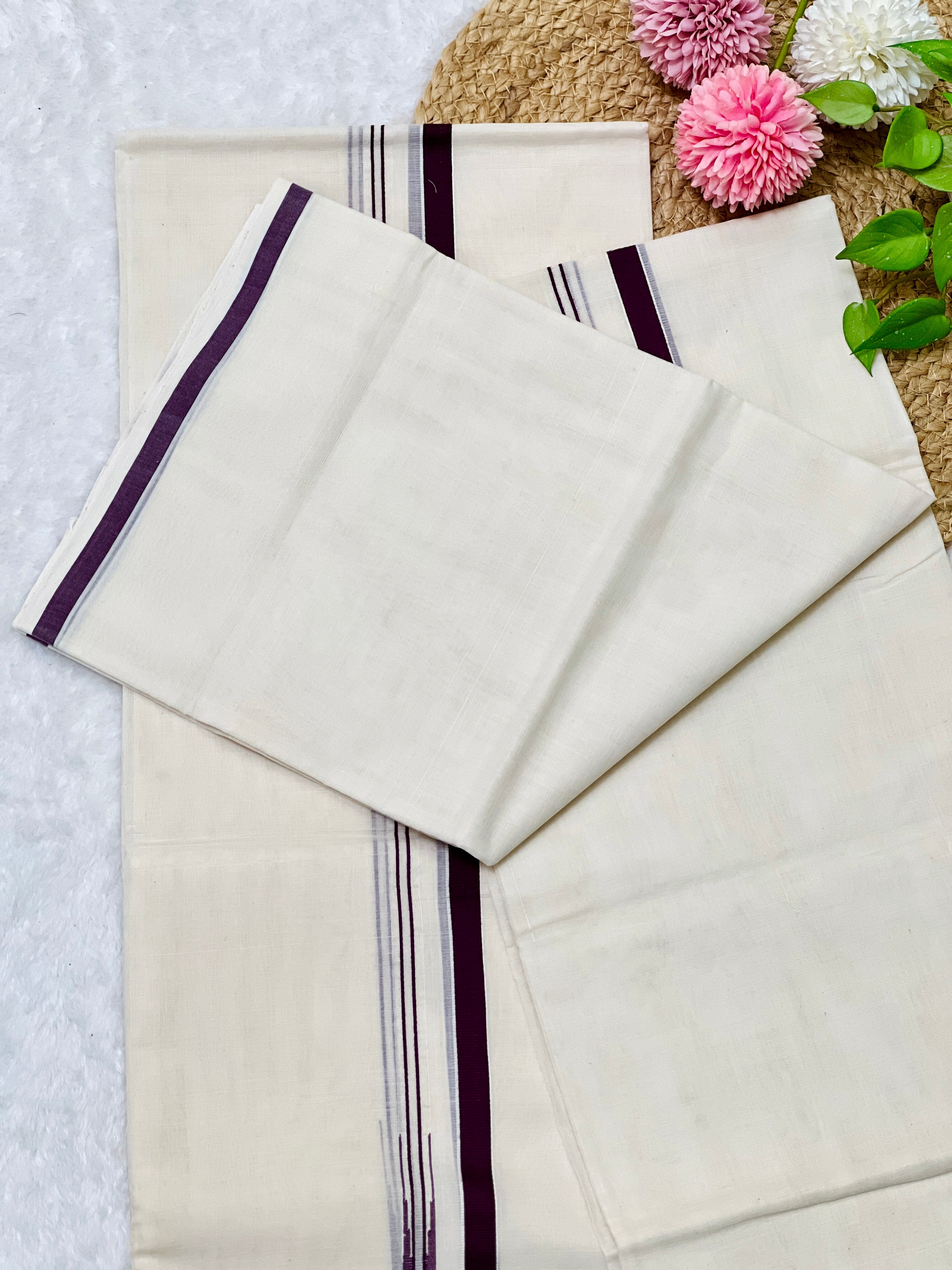 Kara Border Detailed Kerala Cotton Set Mundu | KL334