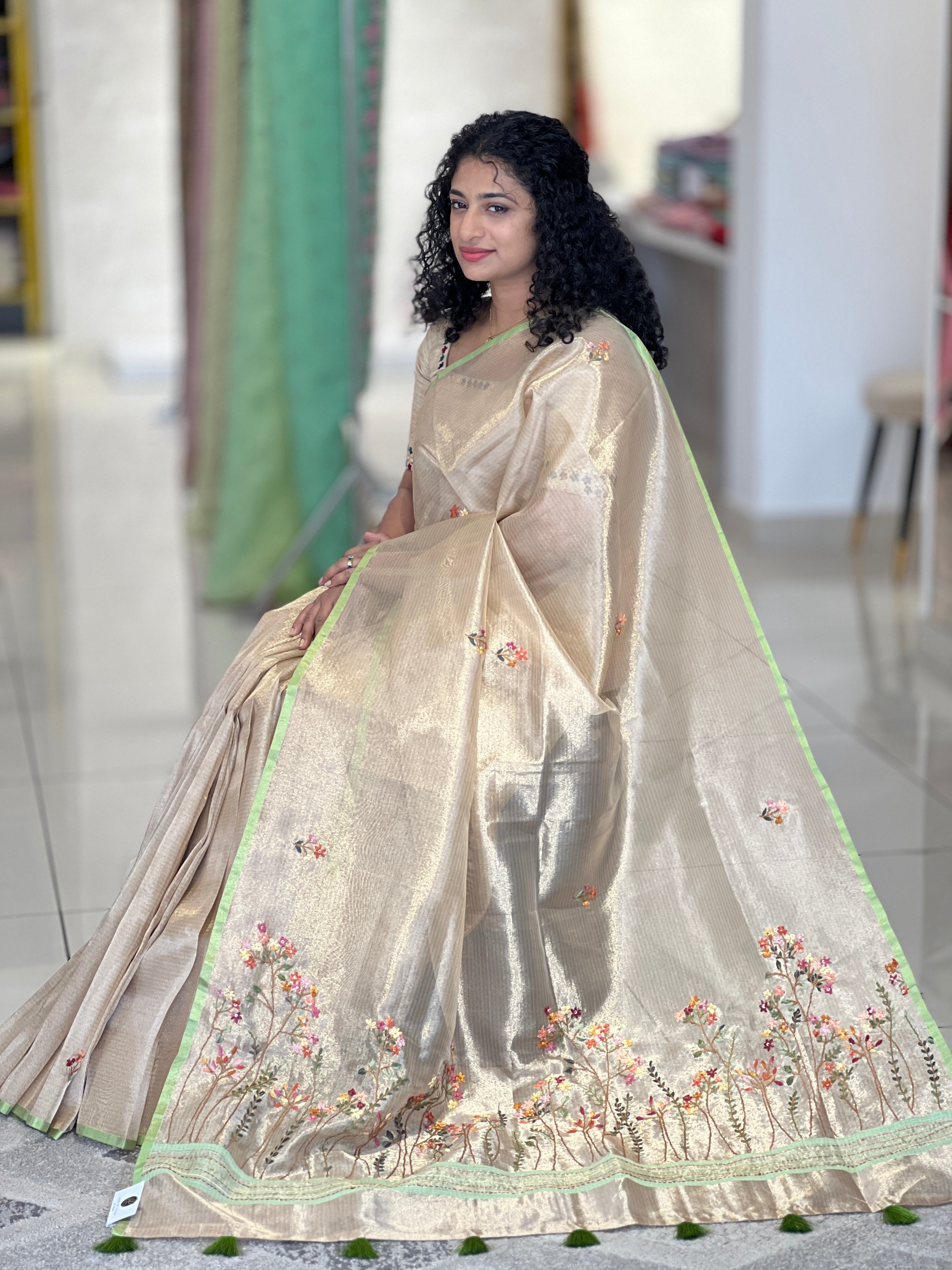 Hand Embroidery Tissue Organza Saree | BLD792