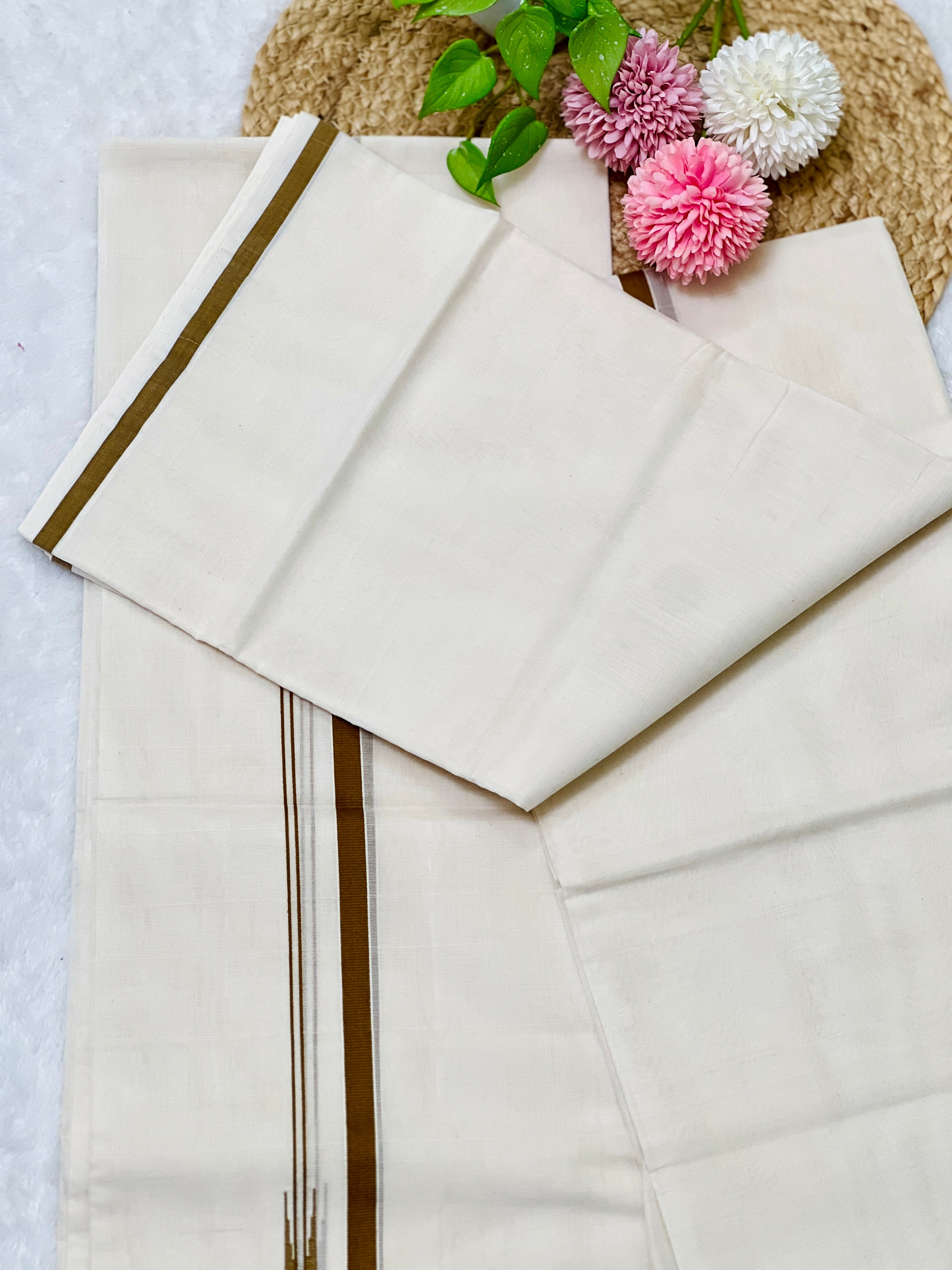 Kara Border Detailed Kerala Cotton Set Mundu | KL335