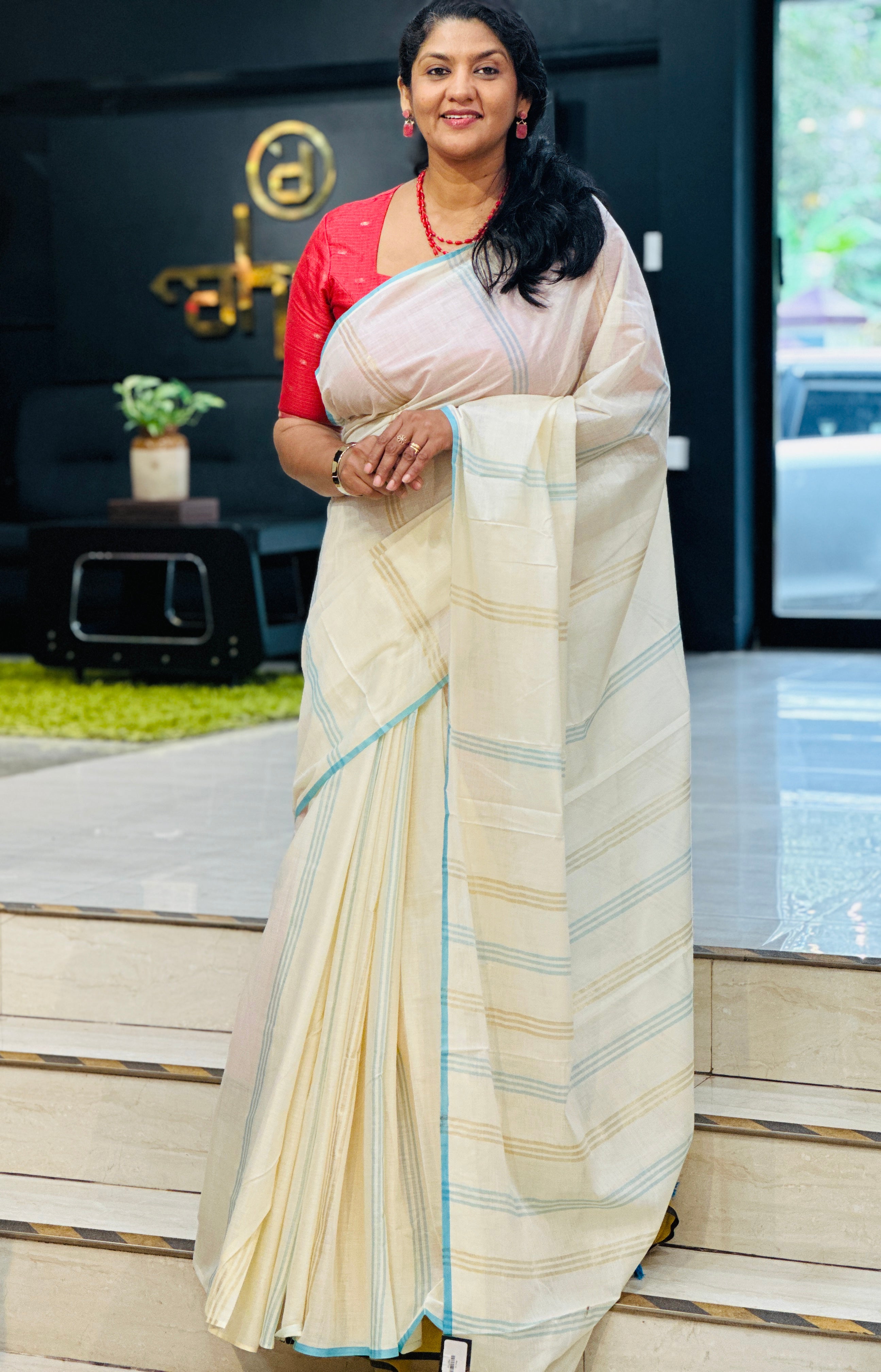 Stripe Pattern Kerala Cotton Saree | PMCT112