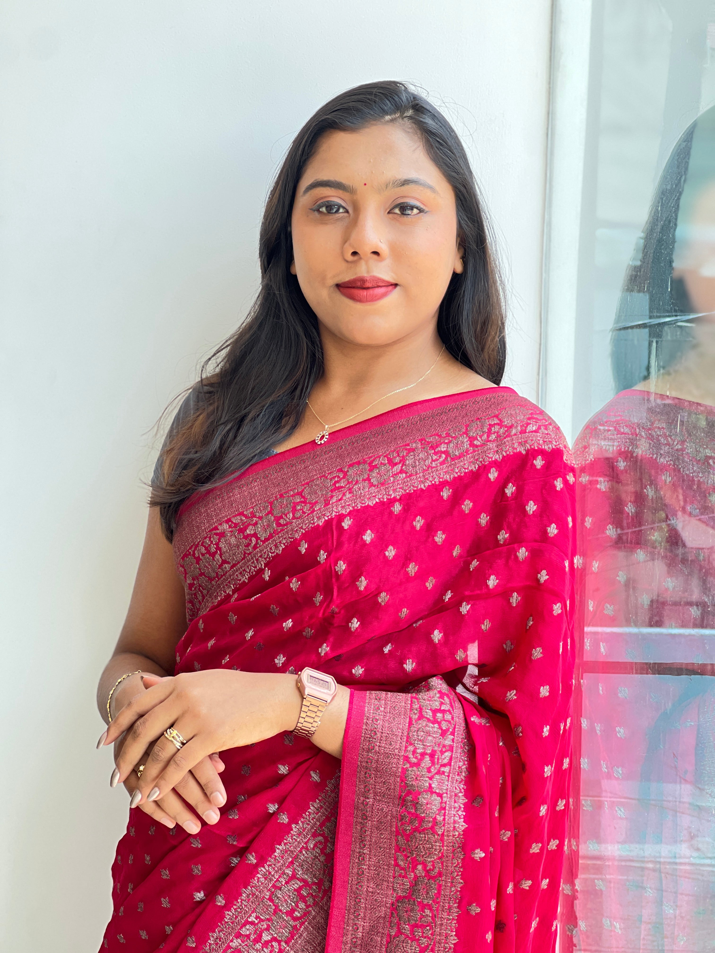 Floral Buta Patterned Georgette Saree | YNG1736